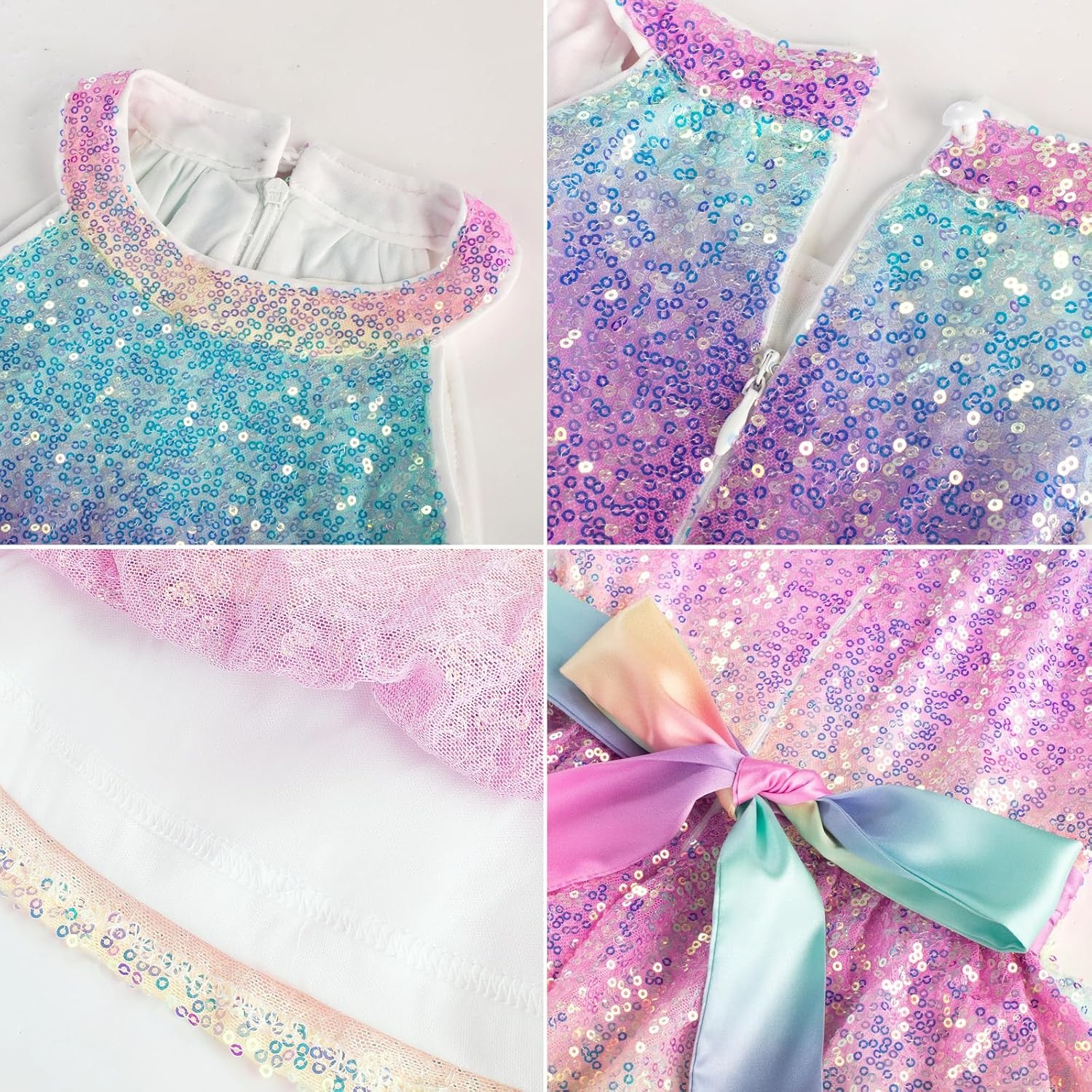 image:imageGRACE KARIN Girls Halter Neck Sparkly Sequin Party Formal Fancy Dress 614Rainbow