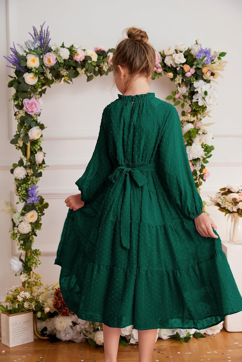 image:imageGRACE KARIN Girls Long Sleeve Dress Fall Aline Flowy Maxi Dresses 514YDark Green