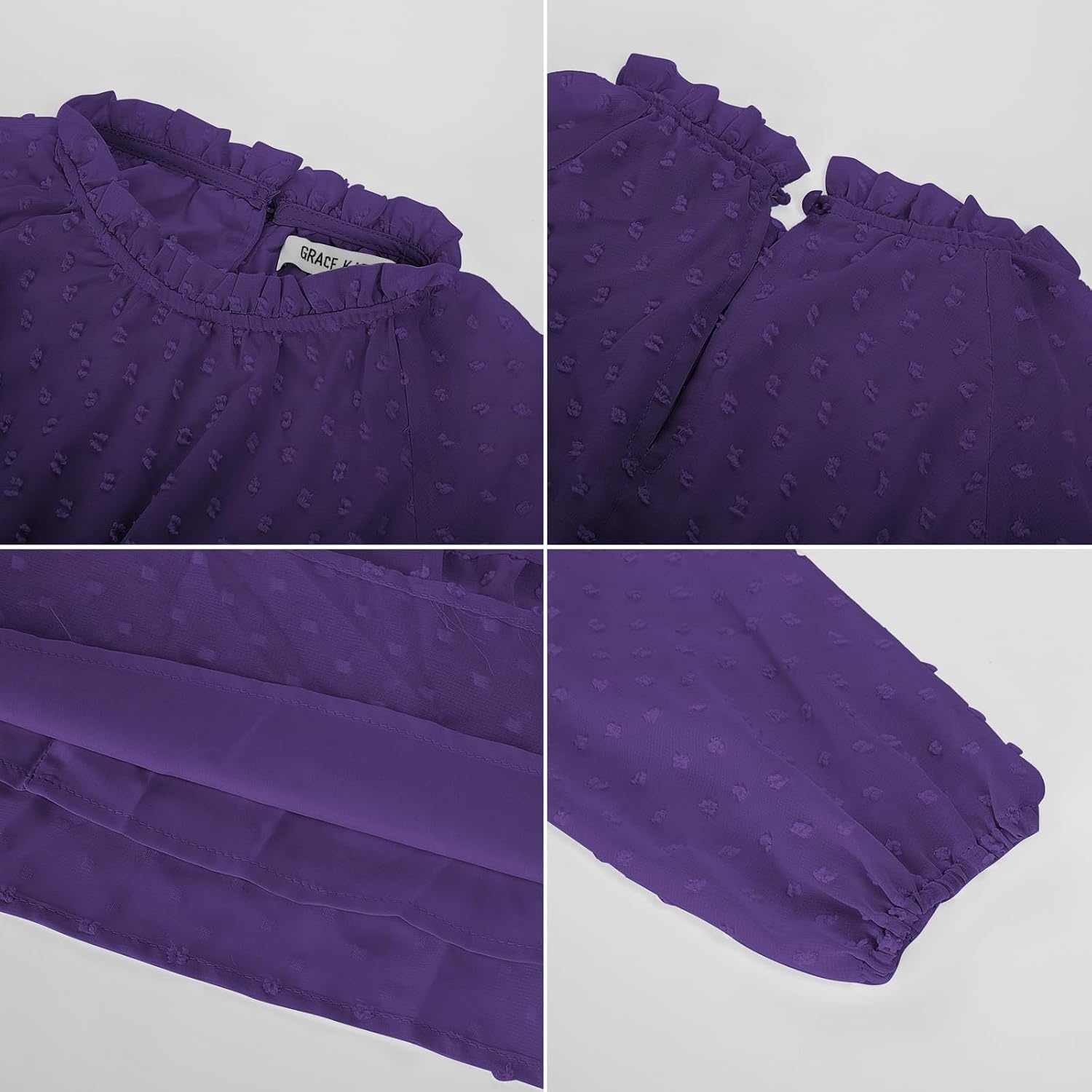 image:imageGRACE KARIN Girls Long Sleeve Dress Fall Aline Flowy Maxi Dresses 514YDark Purple