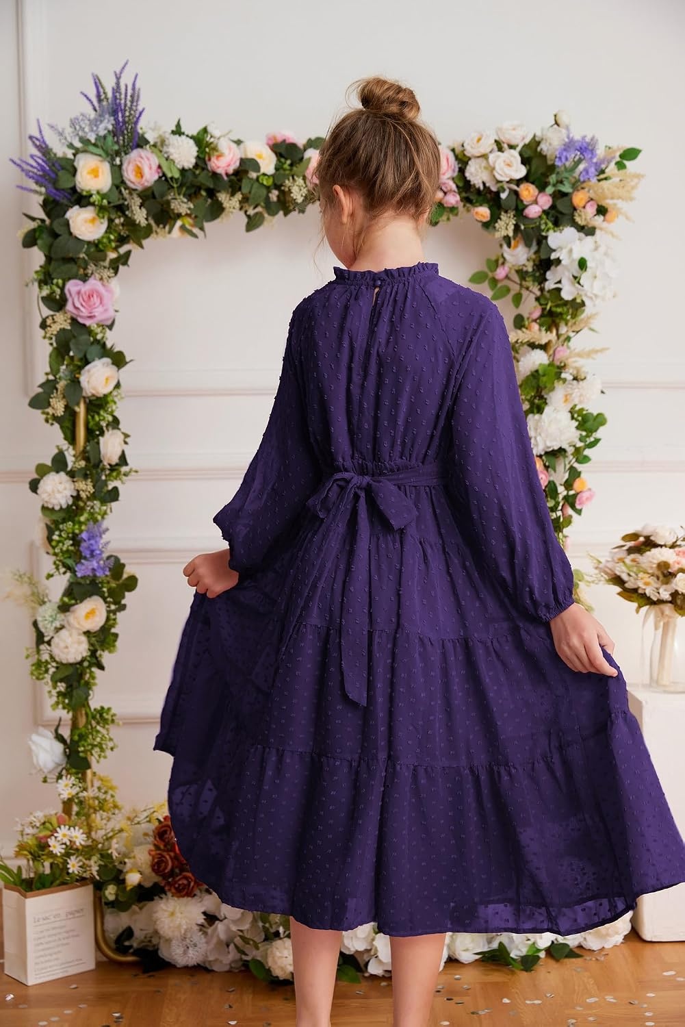 image:imageGRACE KARIN Girls Long Sleeve Dress Fall Aline Flowy Maxi Dresses 514YDark Purple