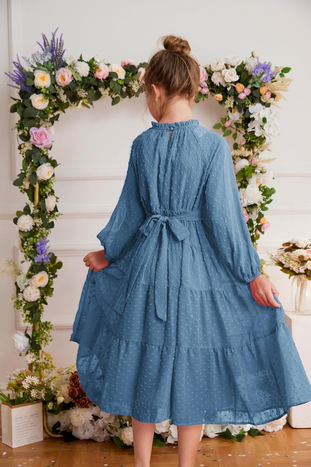 image:imageGRACE KARIN Girls Long Sleeve Dress Fall Aline Flowy Maxi Dresses 514YGrey Blue