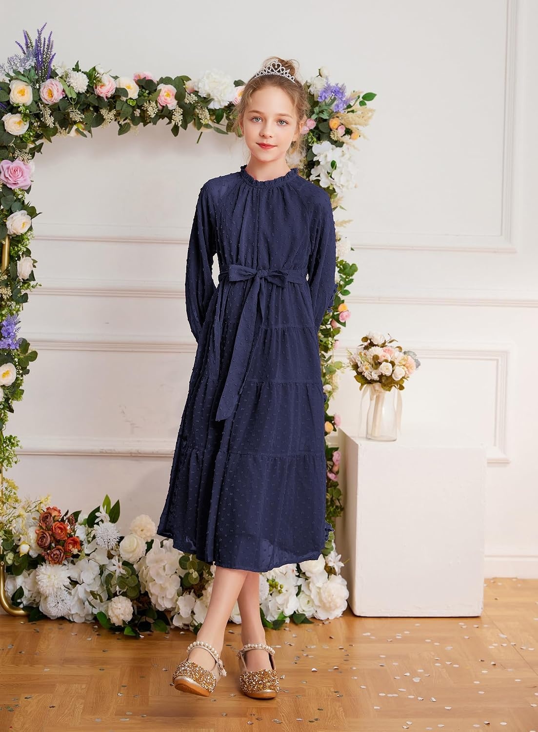 image:imageGRACE KARIN Girls Long Sleeve Dress Fall Aline Flowy Maxi Dresses 514YNavy Blue