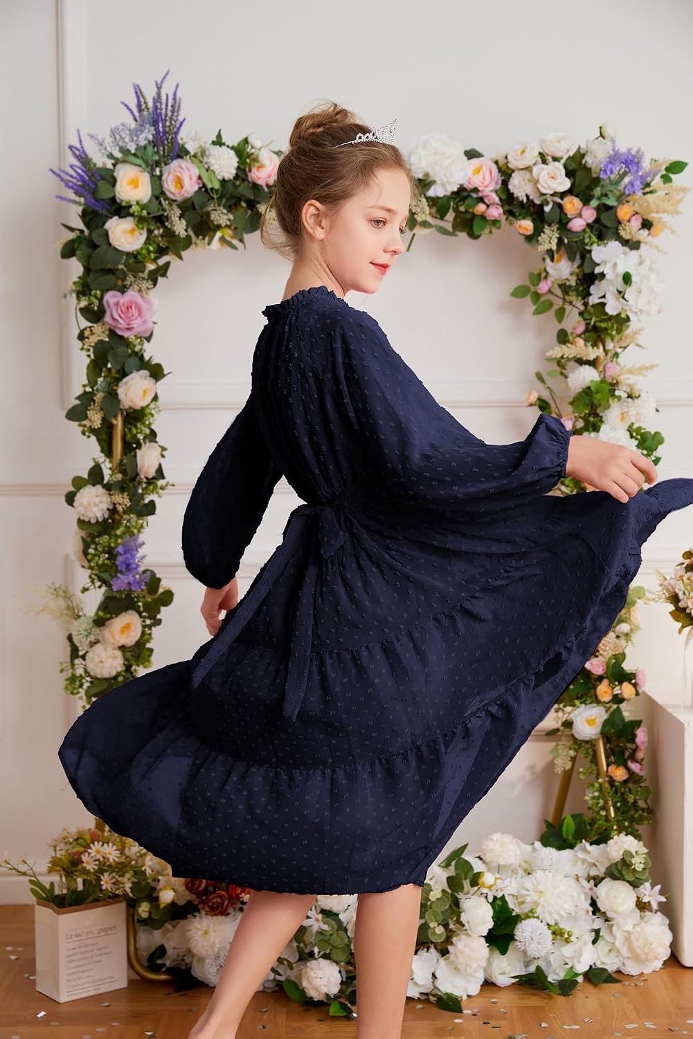 image:imageGRACE KARIN Girls Long Sleeve Dress Fall Aline Flowy Maxi Dresses 514YNavy Blue