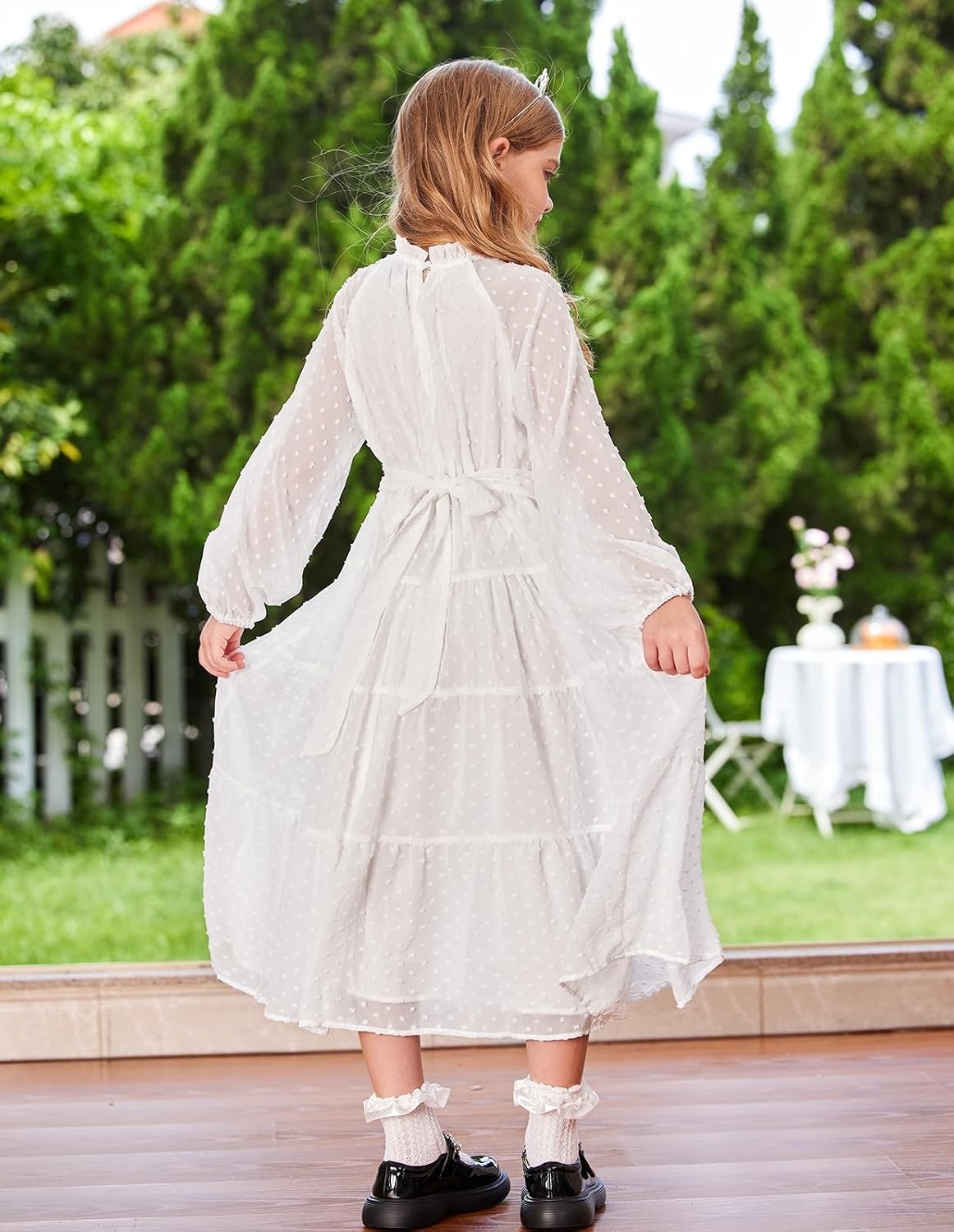 image:imageGRACE KARIN Girls Long Sleeve Dress Fall Aline Flowy Maxi Dresses 514YWhite