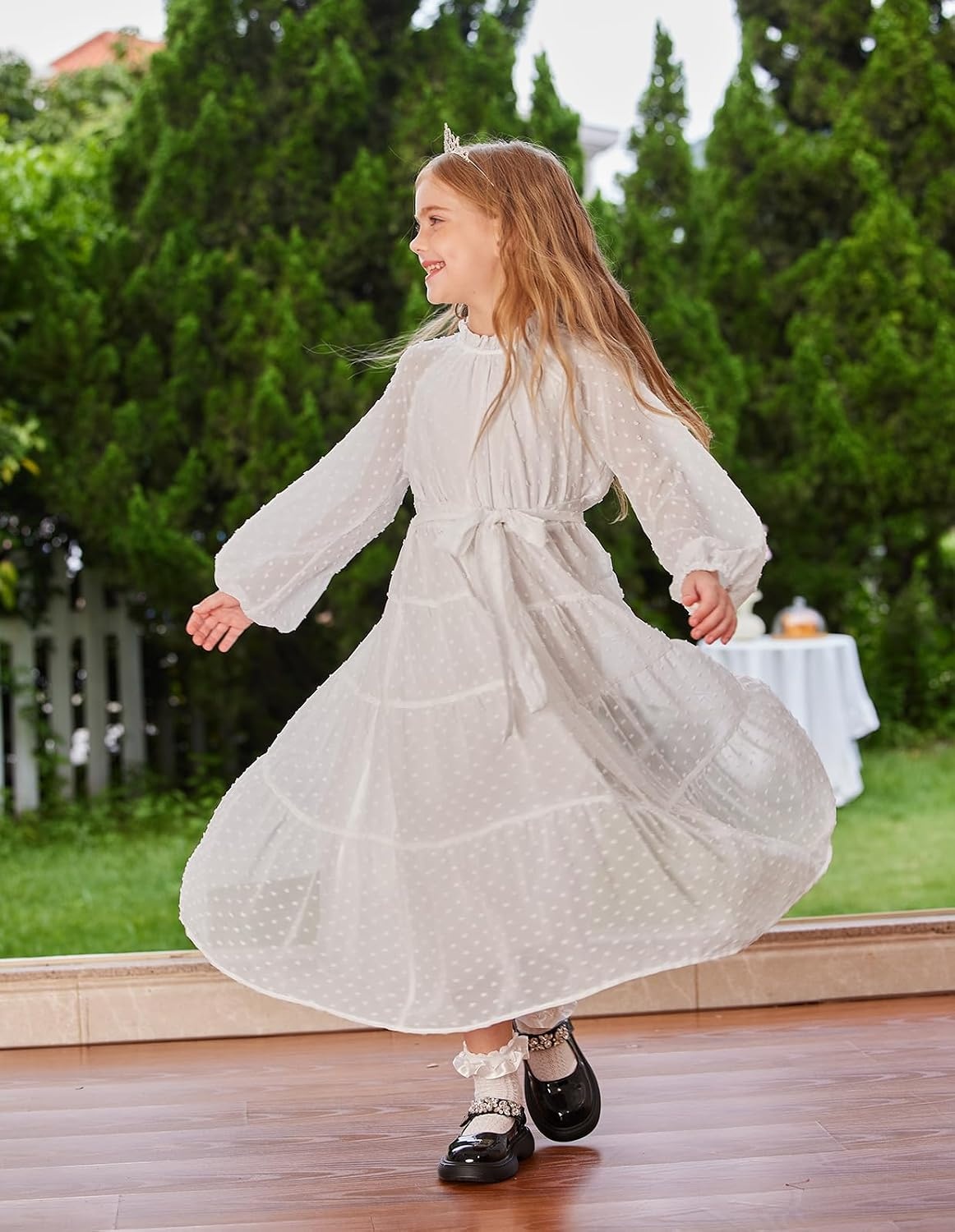image:imageGRACE KARIN Girls Long Sleeve Dress Fall Aline Flowy Maxi Dresses 514YWhite