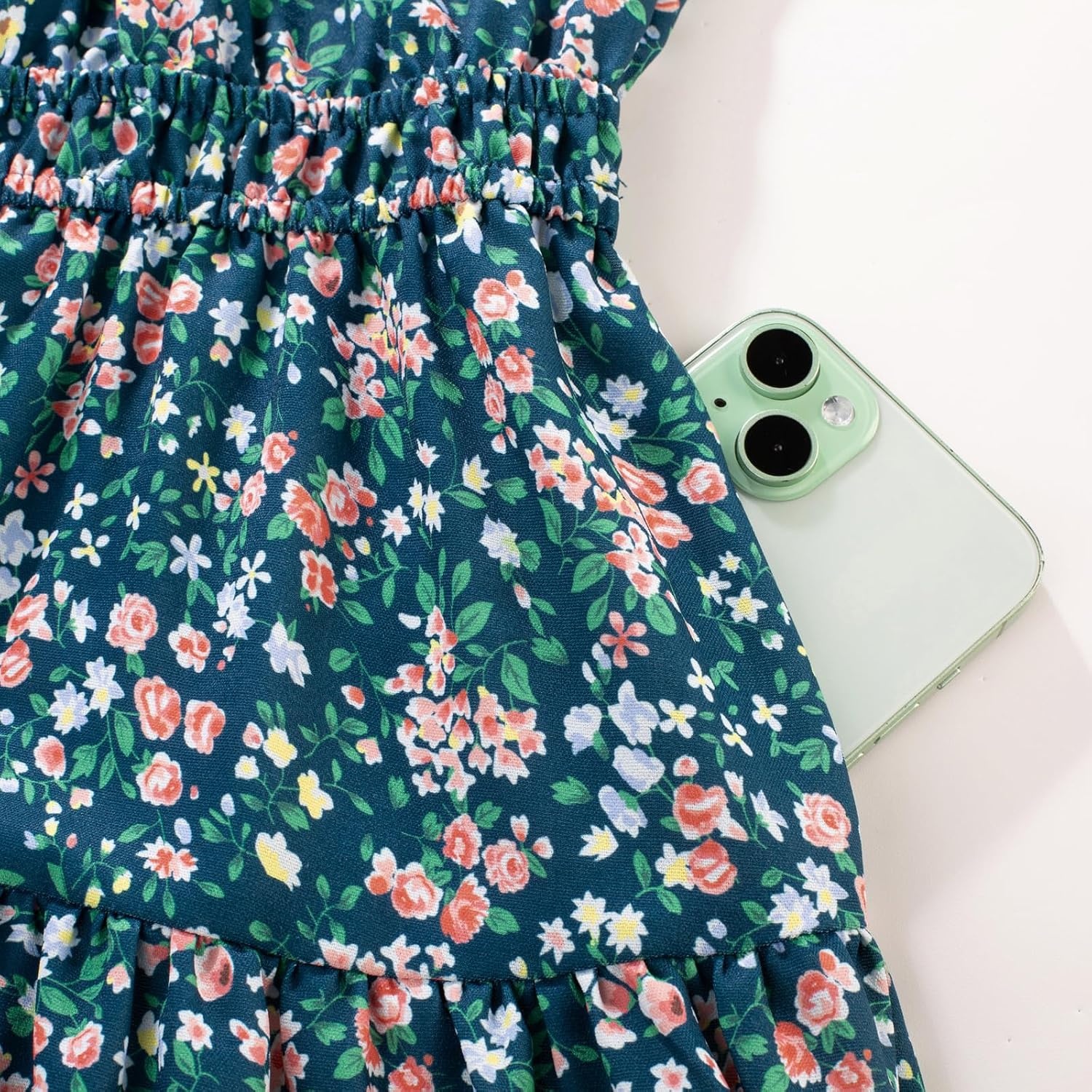 image:imageGRACE KARIN Girls Long Sleeve Fall Floral Dresses with Pocket 614 YearsGreen