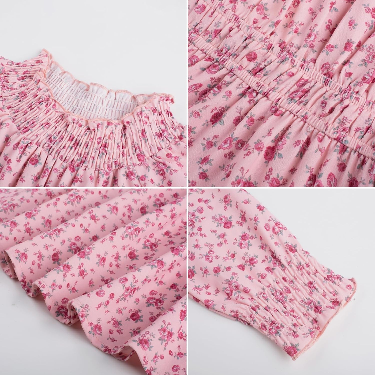 image:imageGRACE KARIN Girls Long Sleeve Fall Floral Dresses with Pocket 614 YearsPink