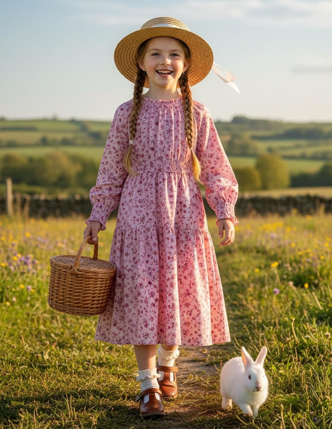 image:imageGRACE KARIN Girls Long Sleeve Fall Floral Dresses with Pocket 614 YearsPink