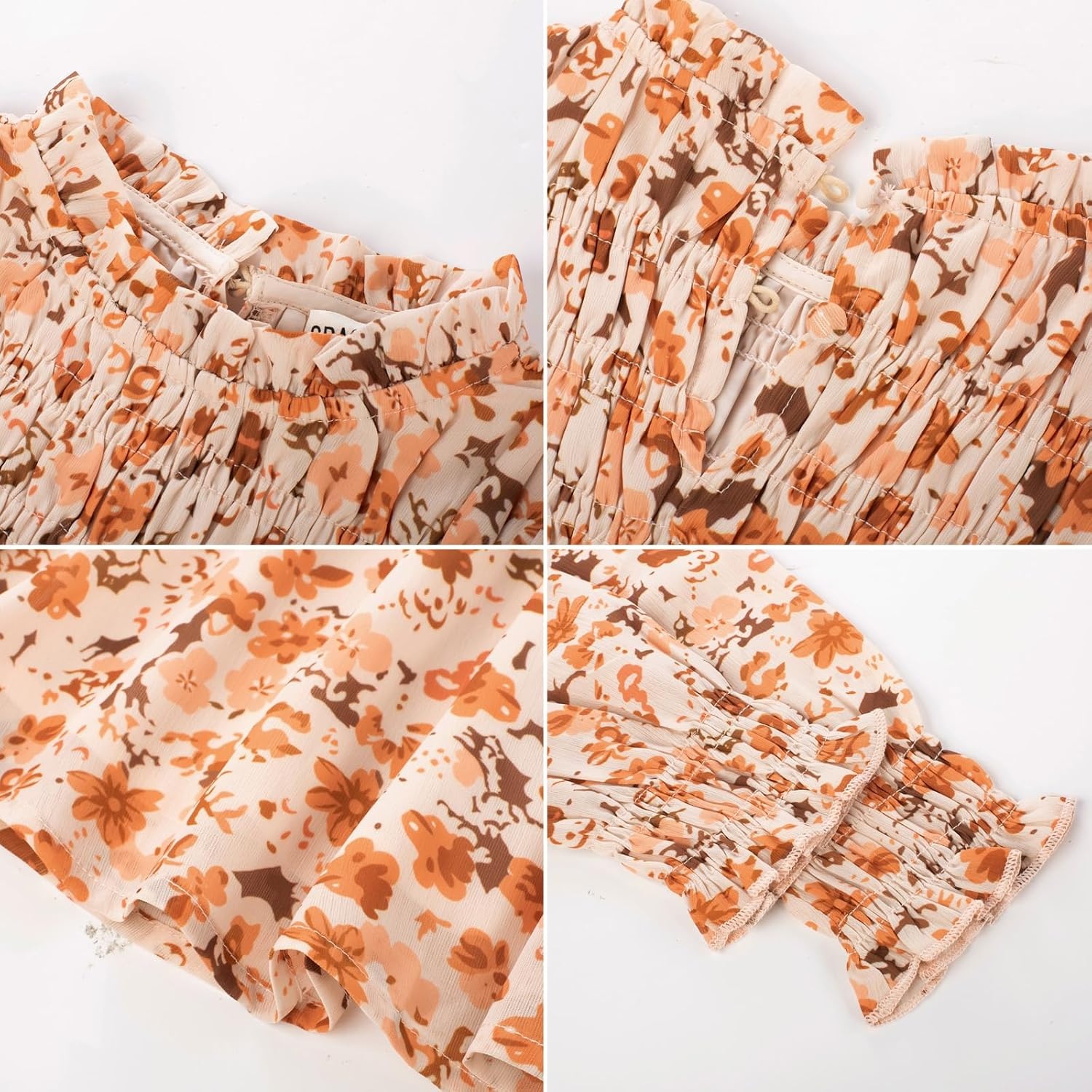 image:imageGRACE KARIN Girls Long Sleeve Floral Dress Fall Winter Casual Dresses 614YBeige Flower