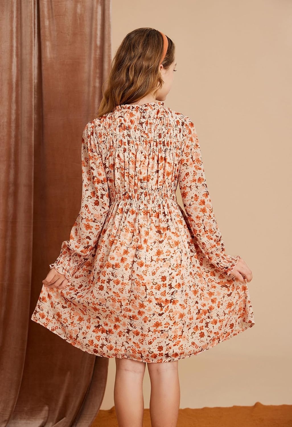 image:imageGRACE KARIN Girls Long Sleeve Floral Dress Fall Winter Casual Dresses 614YBeige Flower