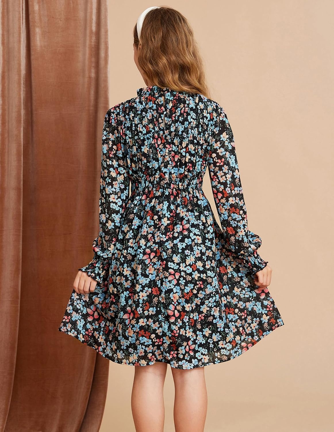 image:imageGRACE KARIN Girls Long Sleeve Floral Dress Fall Winter Casual Dresses 614YBlack Flower
