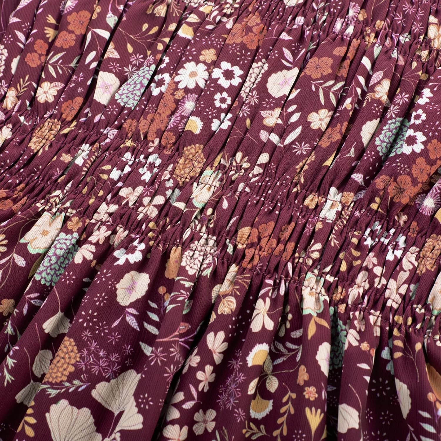 image:imageGRACE KARIN Girls Long Sleeve Floral Dress Fall Winter Casual Dresses 614YBurgundy Flower