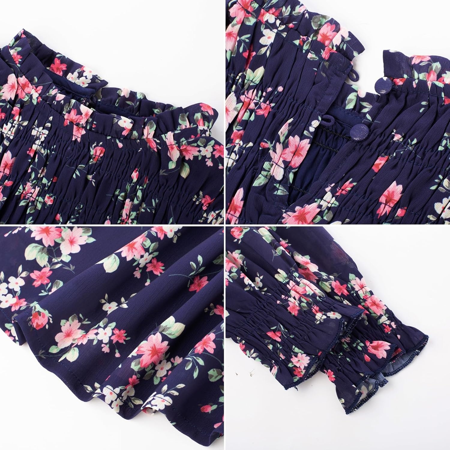 image:imageGRACE KARIN Girls Long Sleeve Floral Dress Fall Winter Casual Dresses 614YNavy Flower