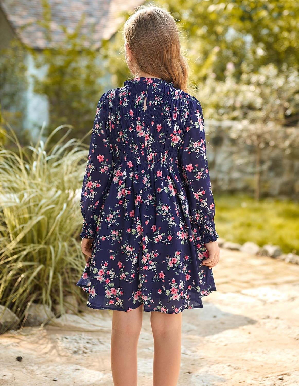 image:imageGRACE KARIN Girls Long Sleeve Floral Dress Fall Winter Casual Dresses 614YNavy Flower