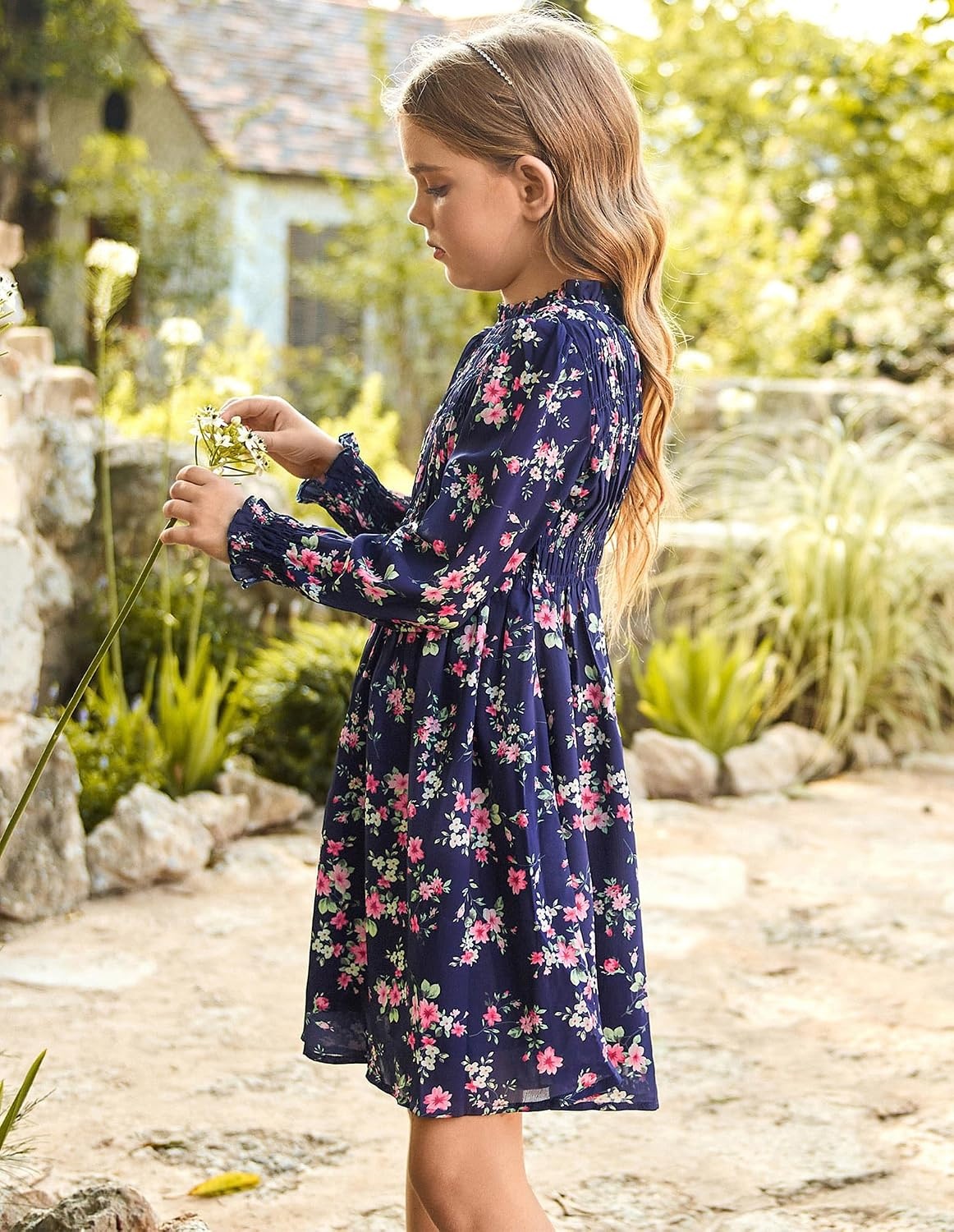 image:imageGRACE KARIN Girls Long Sleeve Floral Dress Fall Winter Casual Dresses 614YNavy Flower