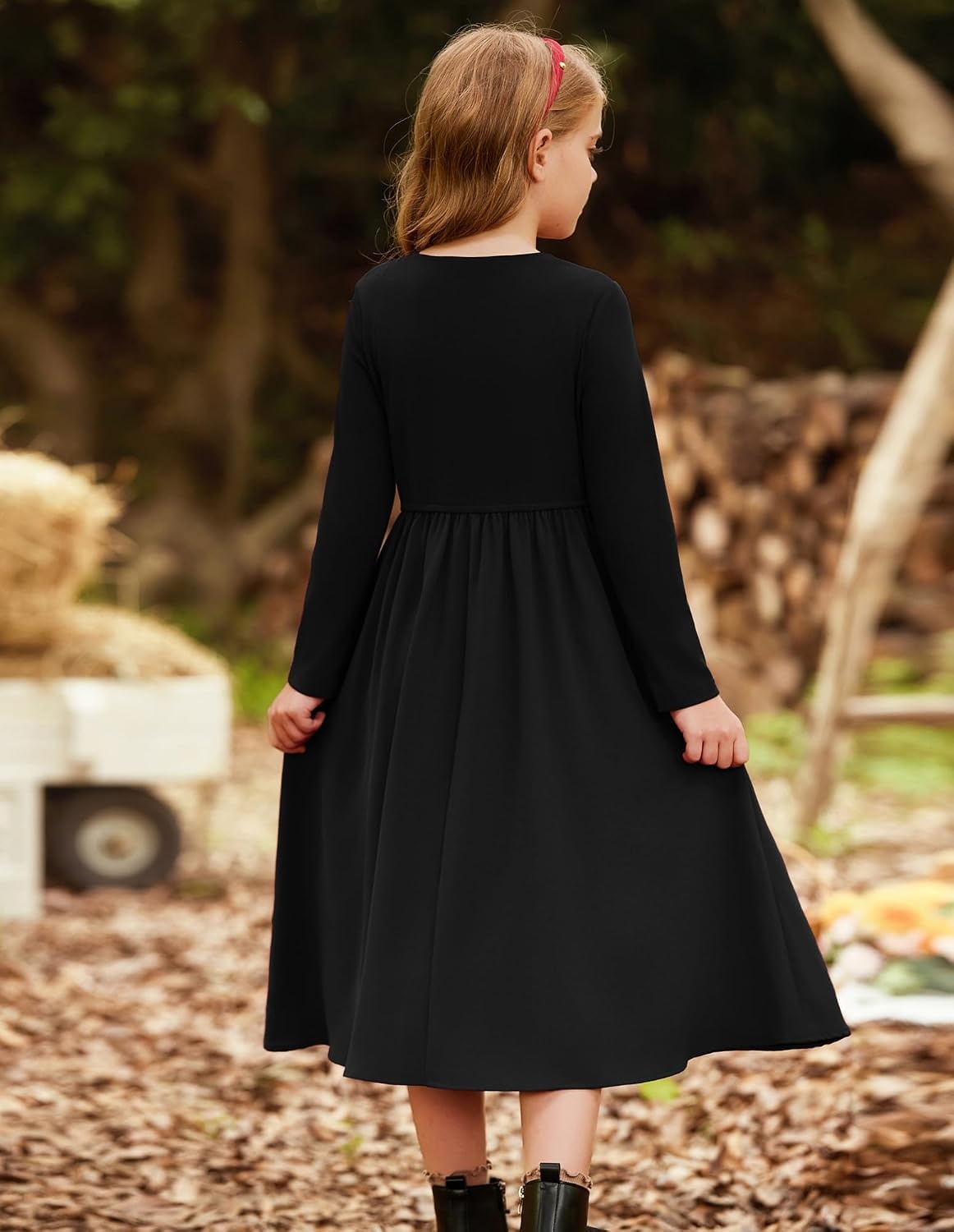image:imageGRACE KARIN Girls Long Sleeve Maxi Dress Modest Fall Winter Casual 714YBlack