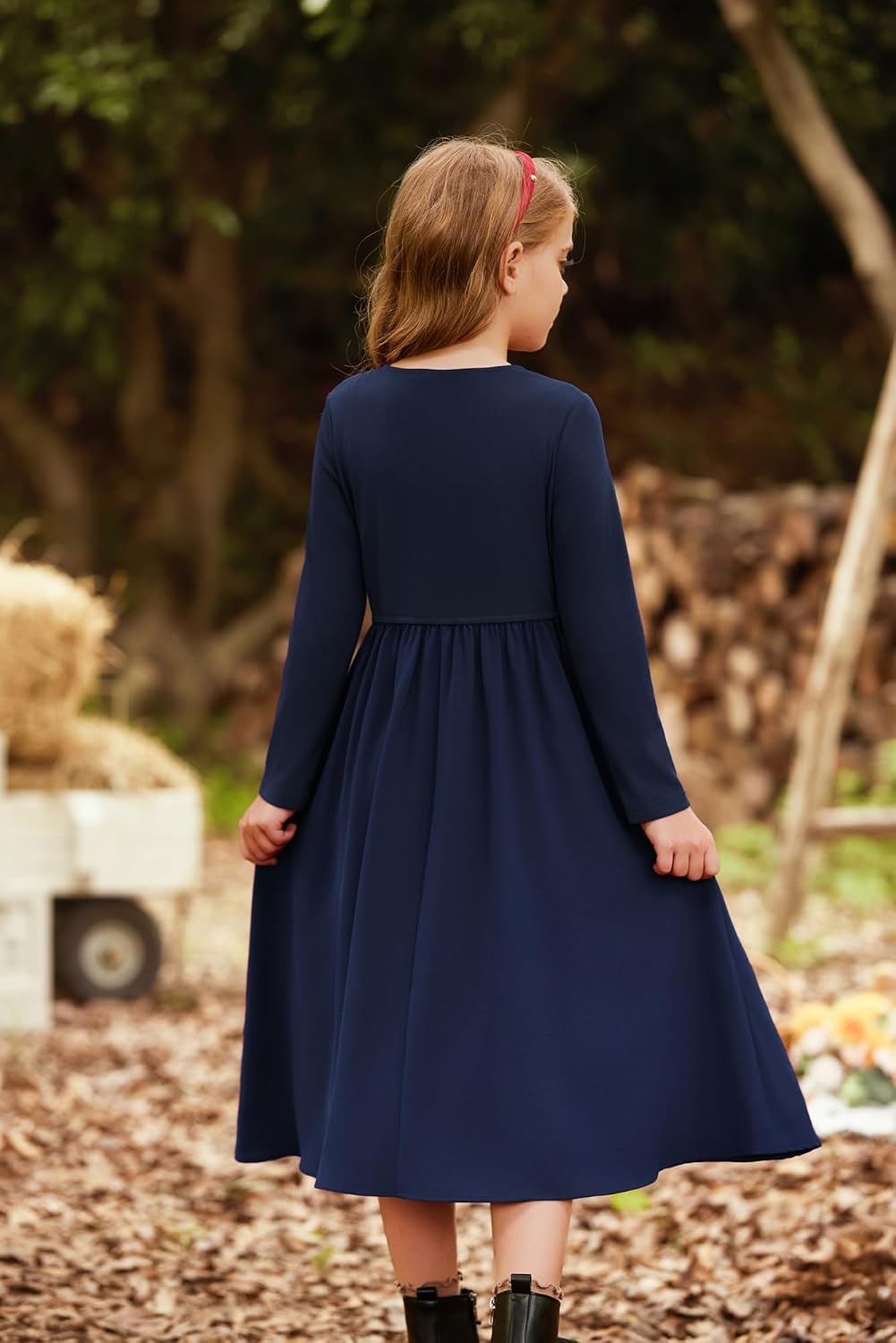 image:imageGRACE KARIN Girls Long Sleeve Maxi Dress Modest Fall Winter Casual 714YDark Blue