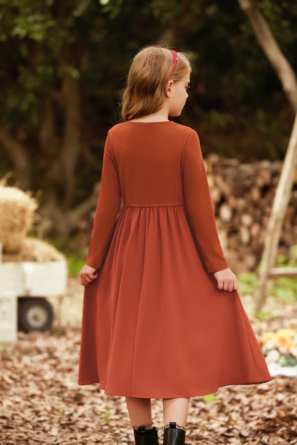 image:imageGRACE KARIN Girls Long Sleeve Maxi Dress Modest Fall Winter Casual 714YOrange