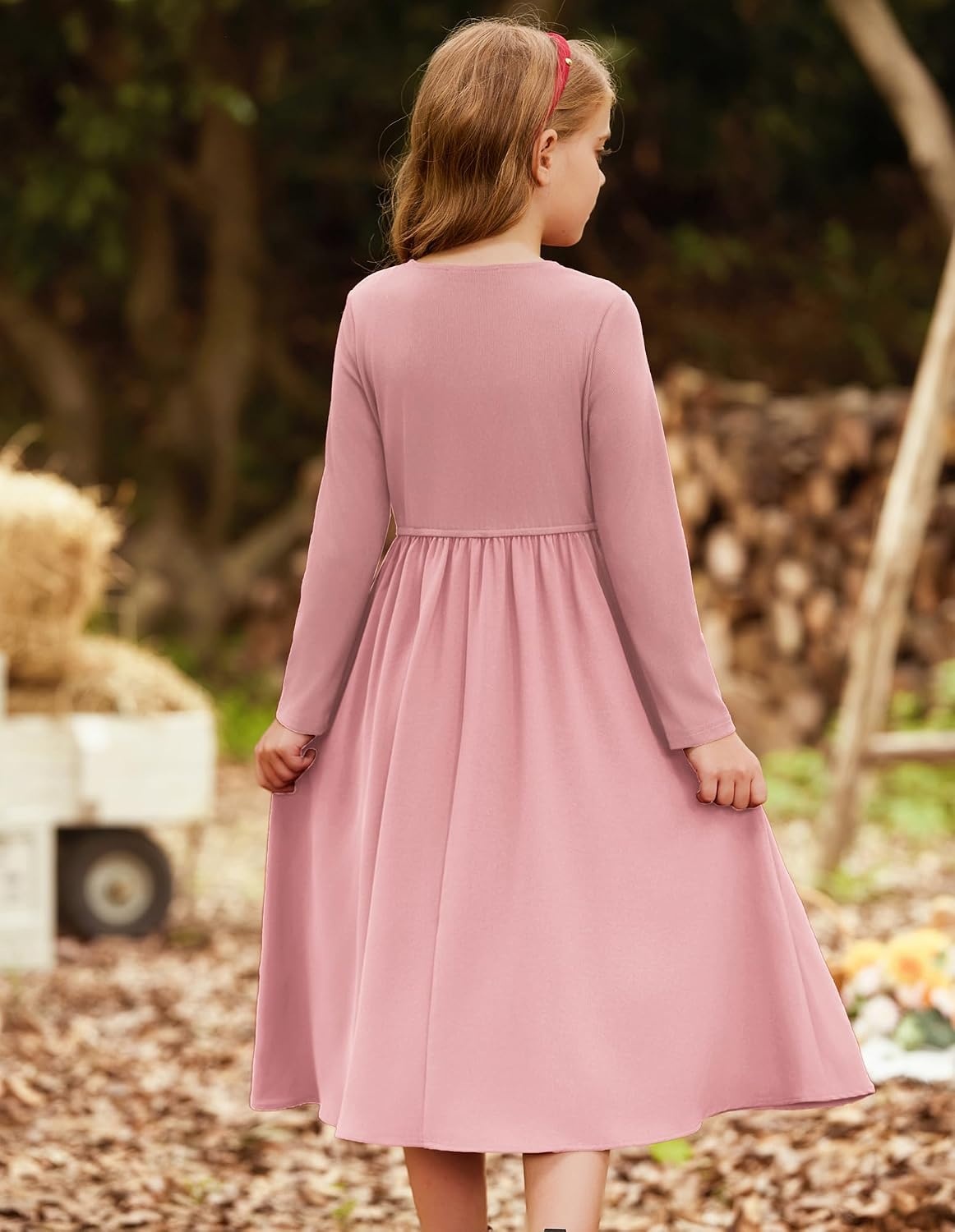 image:imageGRACE KARIN Girls Long Sleeve Maxi Dress Modest Fall Winter Casual 714YPink