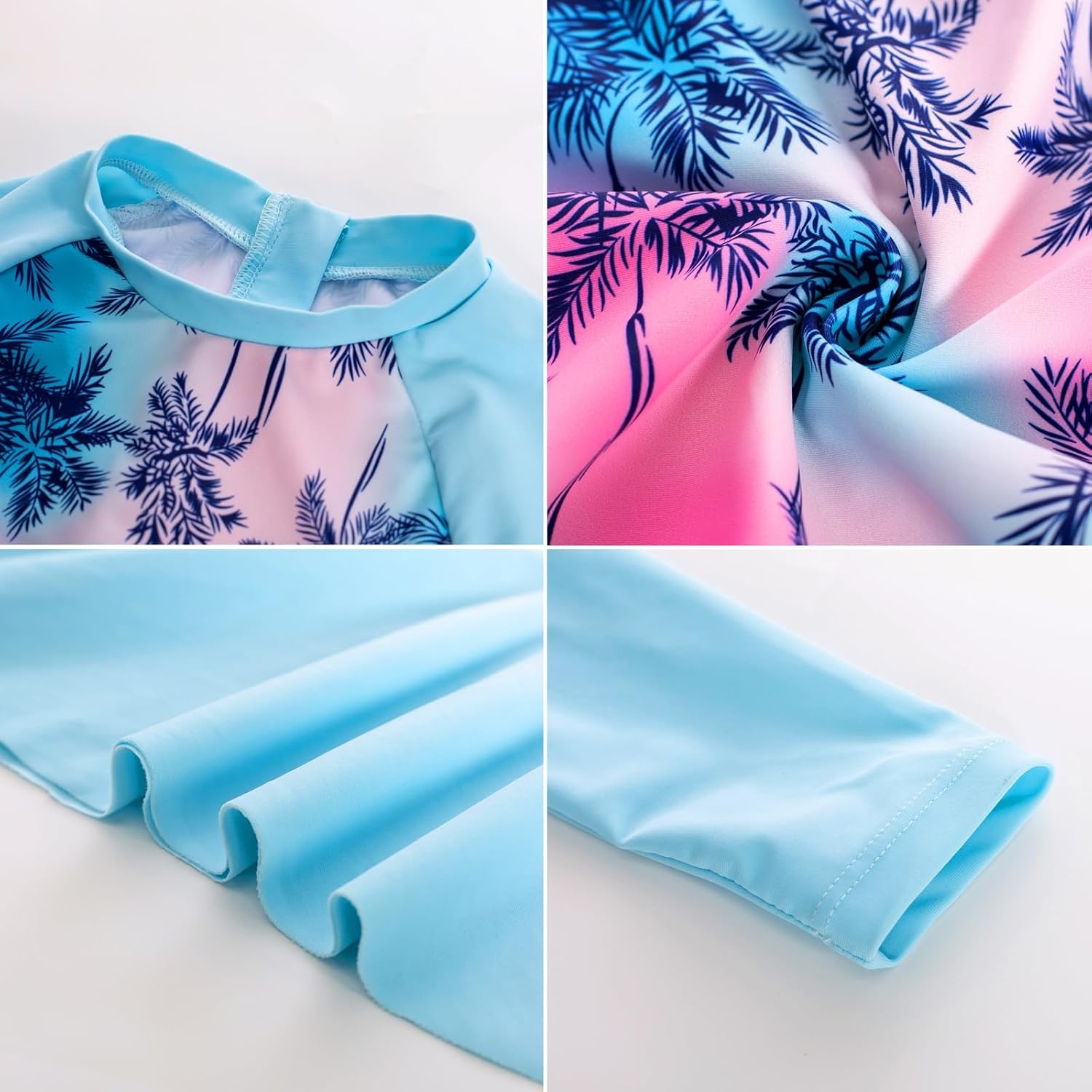 image:imageGRACE KARIN Girls Long Sleeve Rash Guard Bathing Swimsuits Swimwear 616Coconut Plam