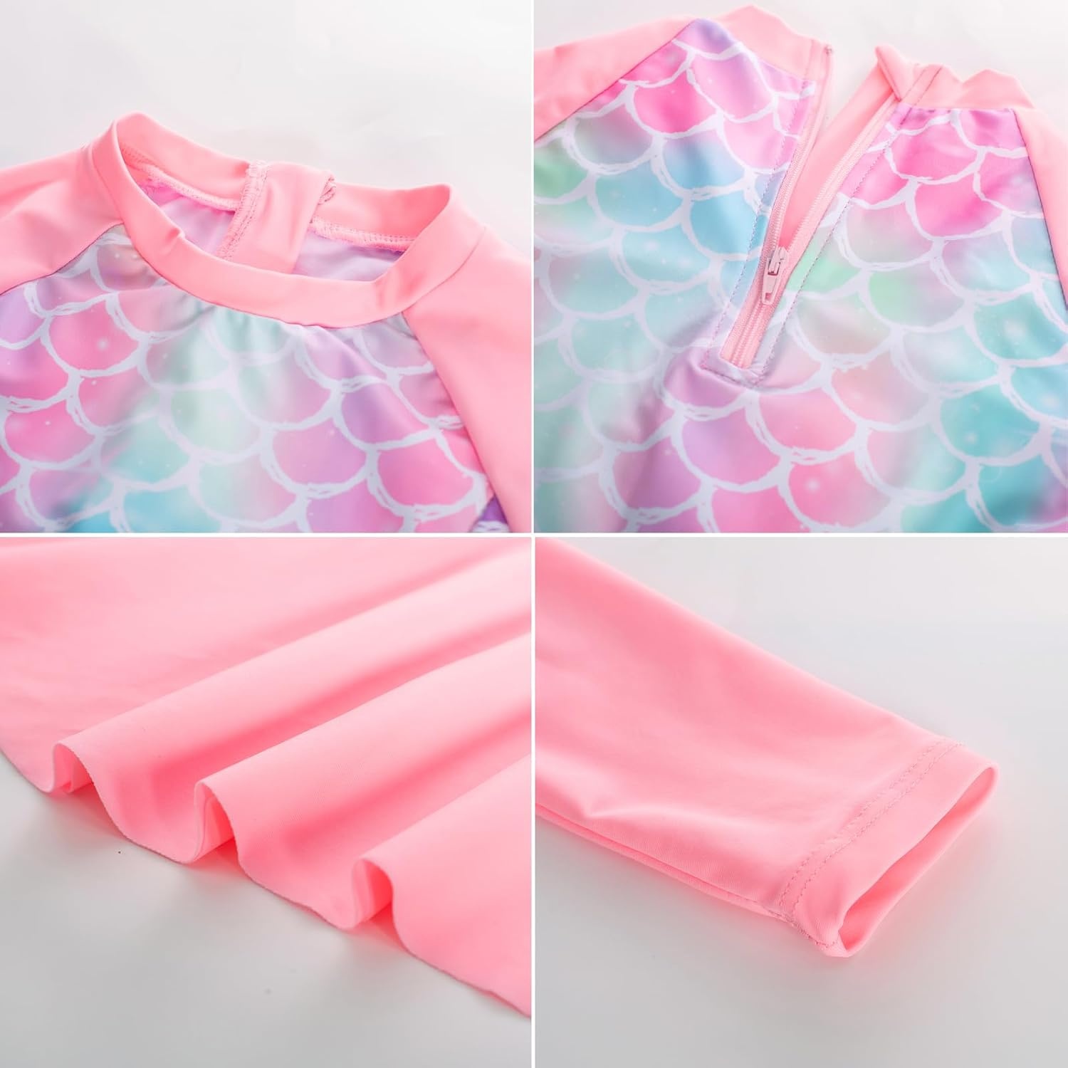 image:imageGRACE KARIN Girls Long Sleeve Rash Guard Bathing Swimsuits Swimwear 616Pinkmermaid