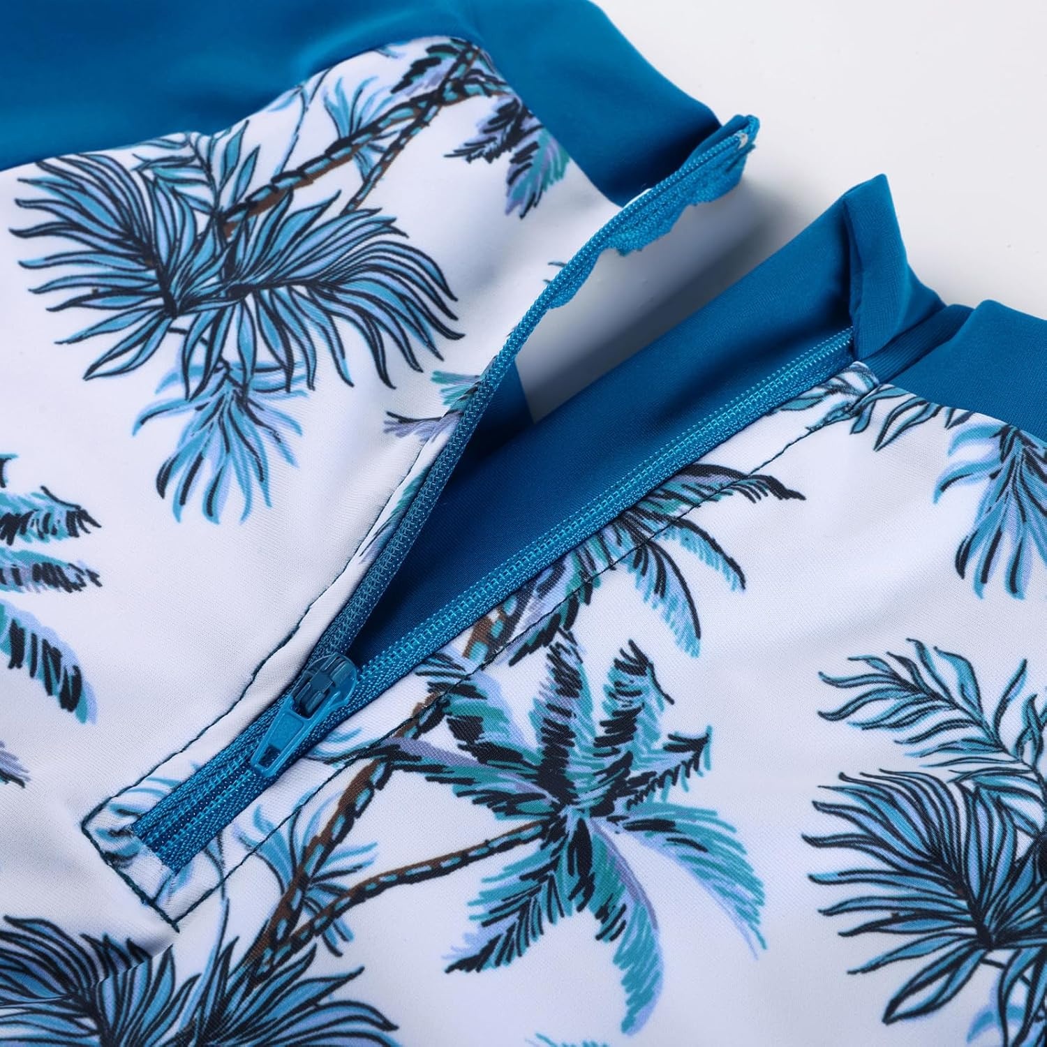 image:imageGRACE KARIN Girls Long Sleeve Rash Guard Bathing Swimsuits Swimwear 616Sapphire Blue Coconut Tree