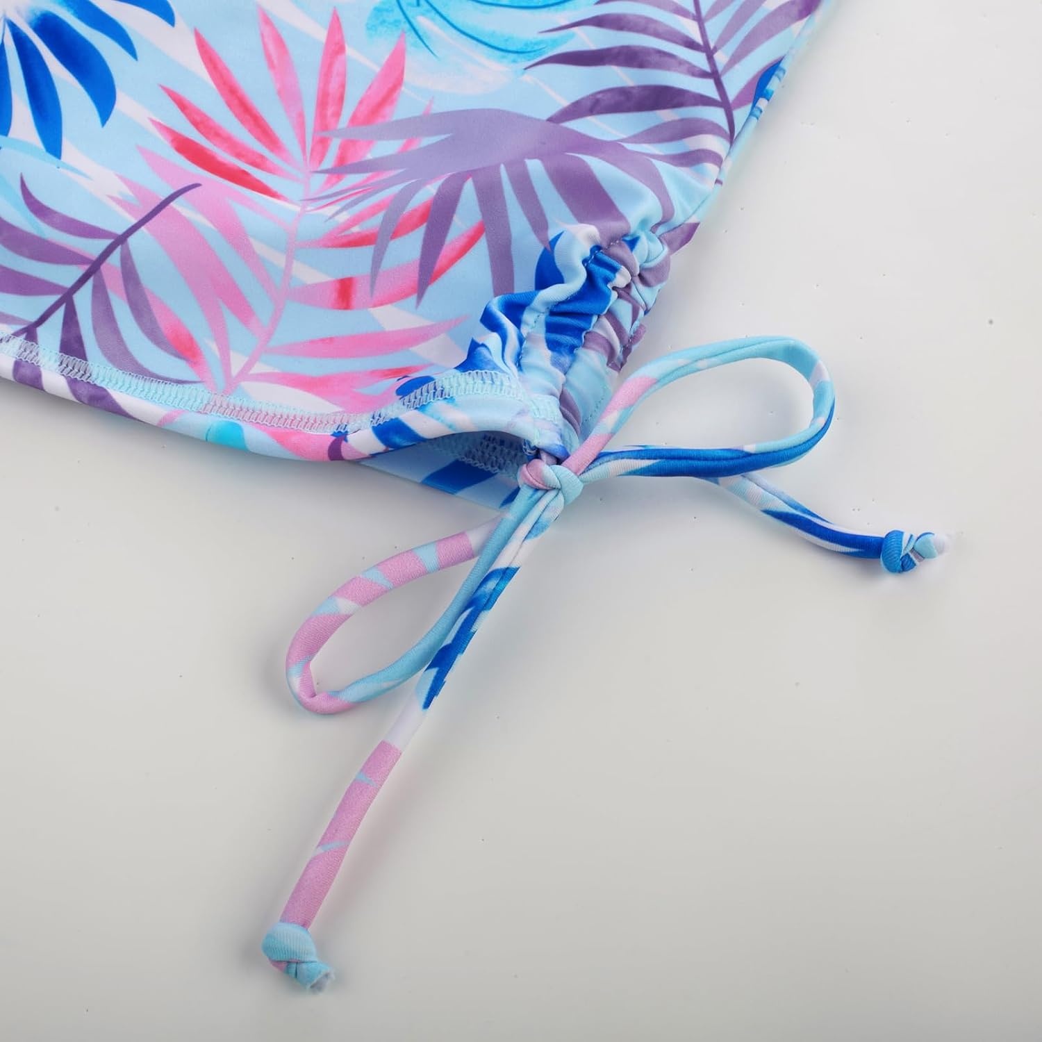 image:imageGRACE KARIN Girls Long Sleeve Swimsuit Two Piece Rashguard Floral Swimwear 614YBlue Background Purple Leaves