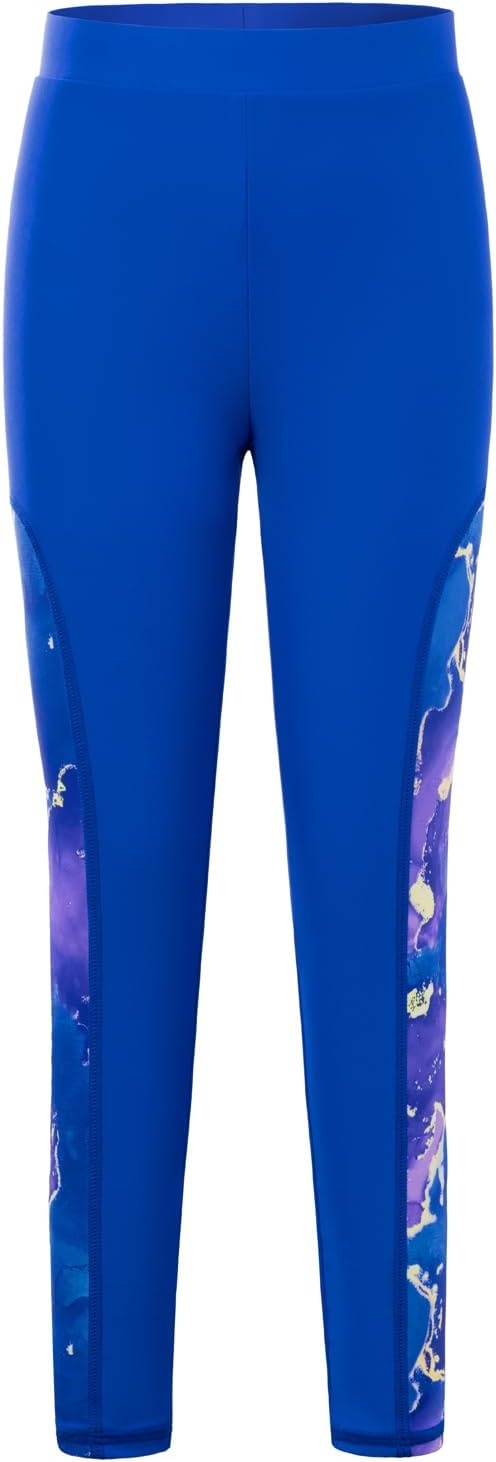 image:imageGRACE KARIN Girls Long Sleeve Swimsuit Two Piece Rashguard Floral Swimwear 614YBlue Purple Marble
