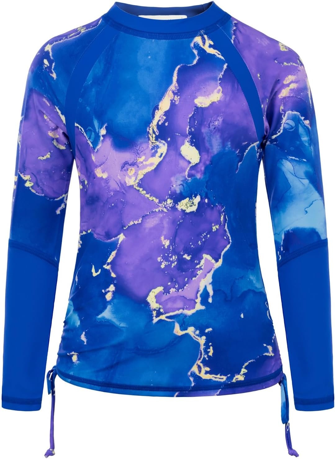 image:imageGRACE KARIN Girls Long Sleeve Swimsuit Two Piece Rashguard Floral Swimwear 614YBlue Purple Marble