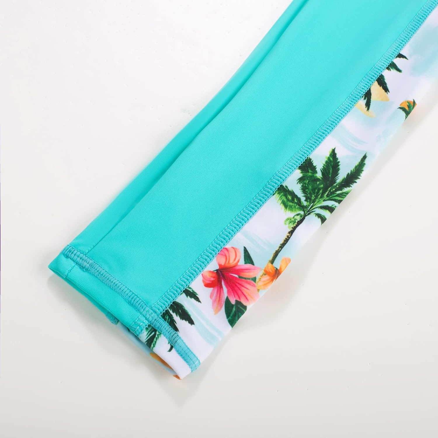 image:imageGRACE KARIN Girls Long Sleeve Swimsuit Two Piece Rashguard Floral Swimwear 614YColorful Leopard Gradient Green Coconut Tree