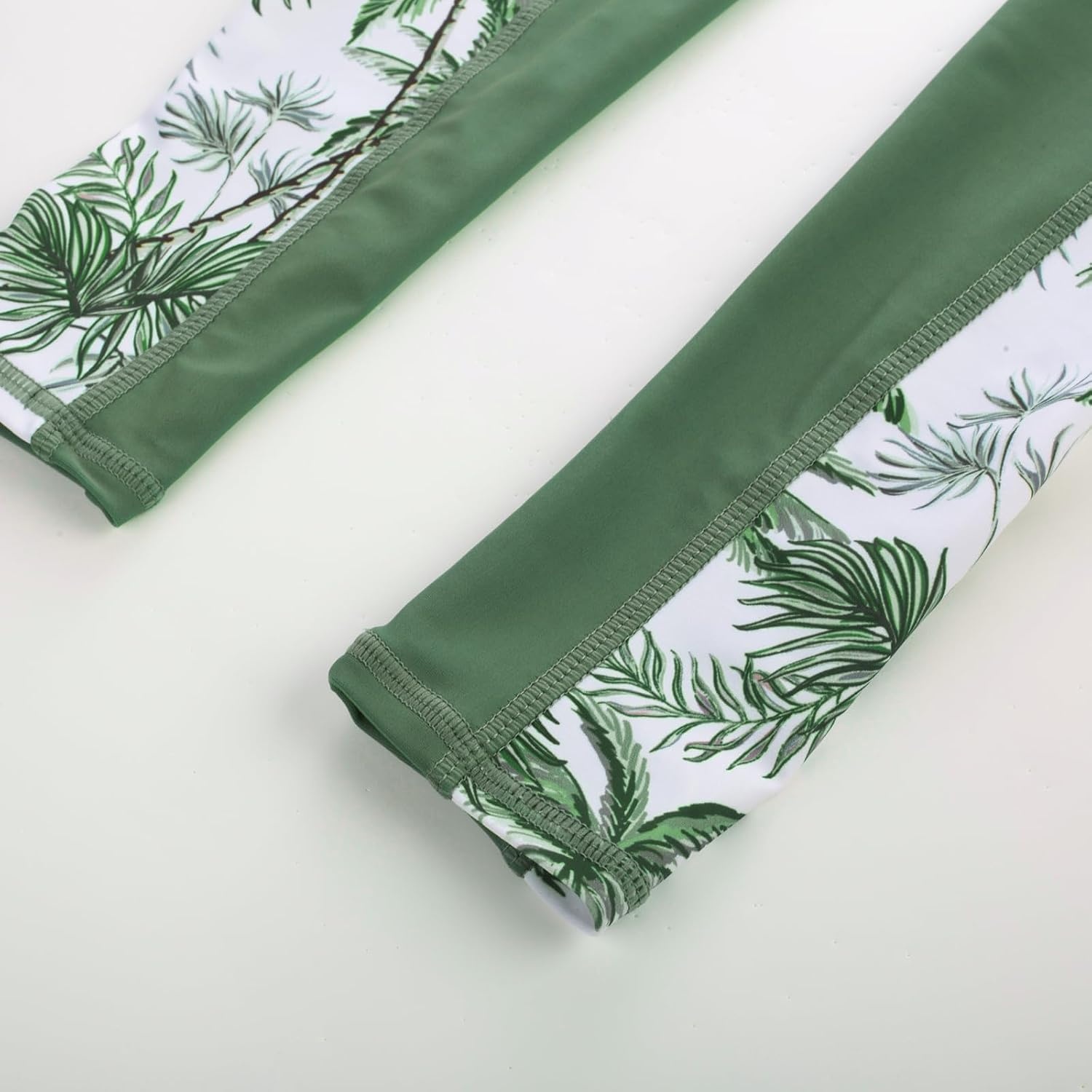 image:imageGRACE KARIN Girls Long Sleeve Swimsuit Two Piece Rashguard Floral Swimwear 614YGreen Coconut Tree