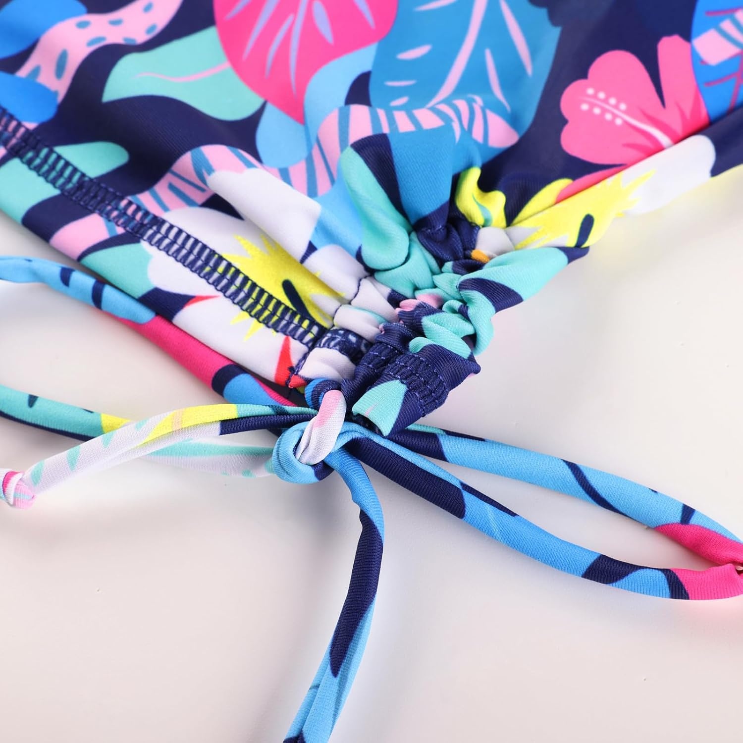 image:imageGRACE KARIN Girls Long Sleeve Swimsuit Two Piece Rashguard Floral Swimwear 614YNavy Background With Vibrant Blooms