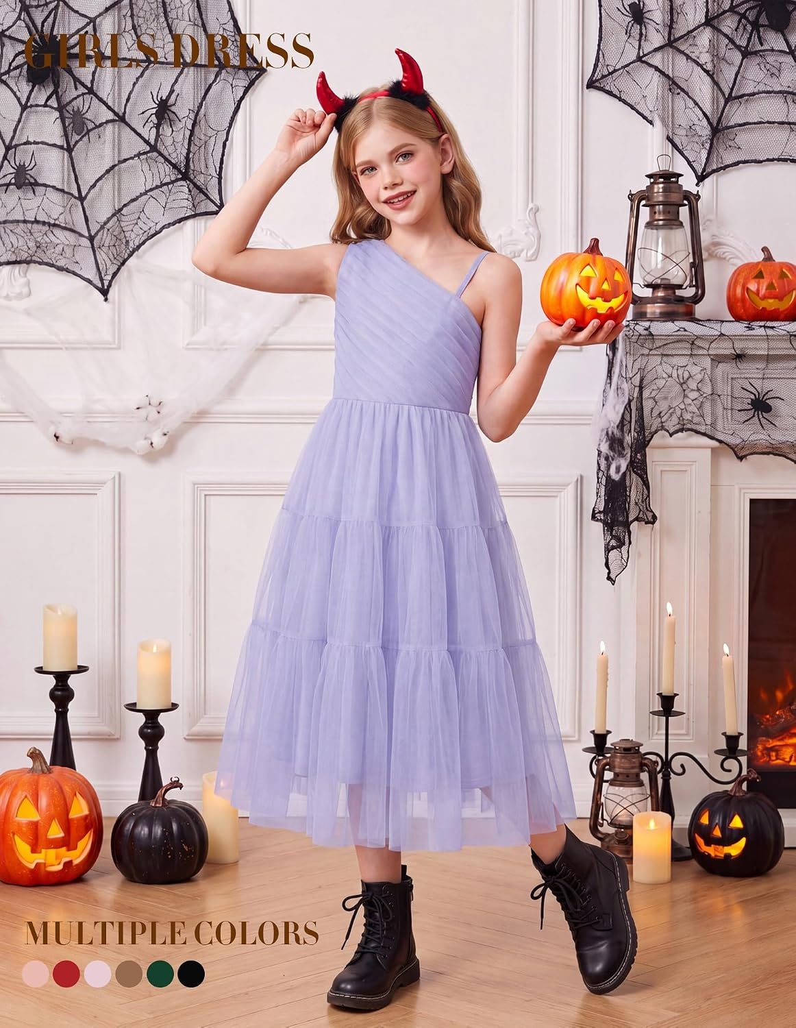 image:imageGRACE KARIN Girls Maxi Flower Christmas Formal Party Tulle Prom Dress 714Light Purple