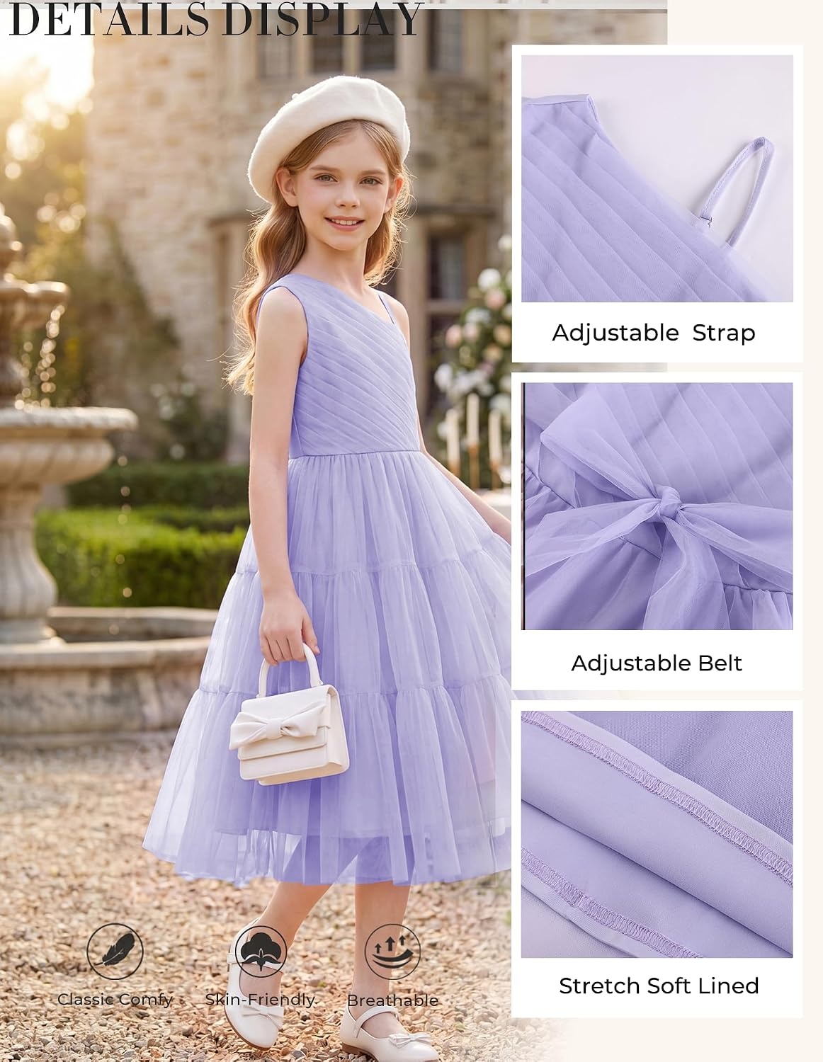 image:imageGRACE KARIN Girls Maxi Flower Christmas Formal Party Tulle Prom Dress 714Light Purple