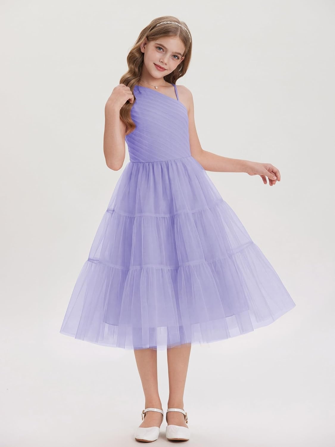 image:imageGRACE KARIN Girls Maxi Flower Christmas Formal Party Tulle Prom Dress 714Light Purple