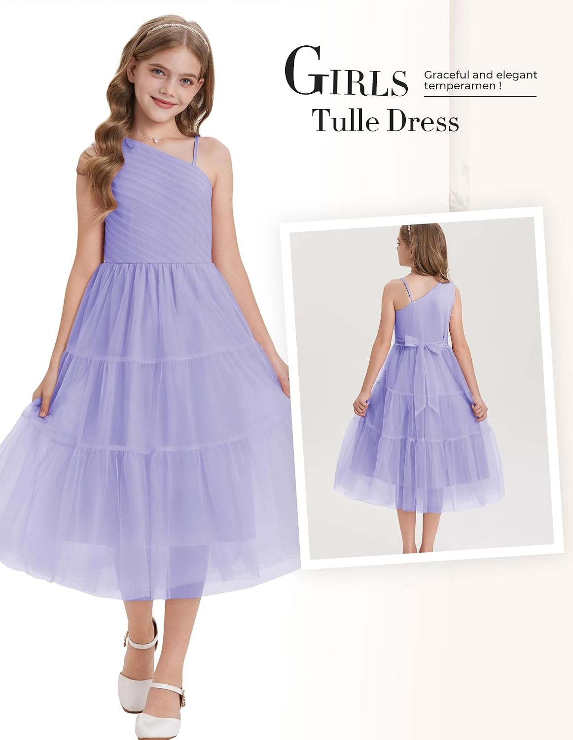 image:imageGRACE KARIN Girls Maxi Flower Christmas Formal Party Tulle Prom Dress 714Light Purple