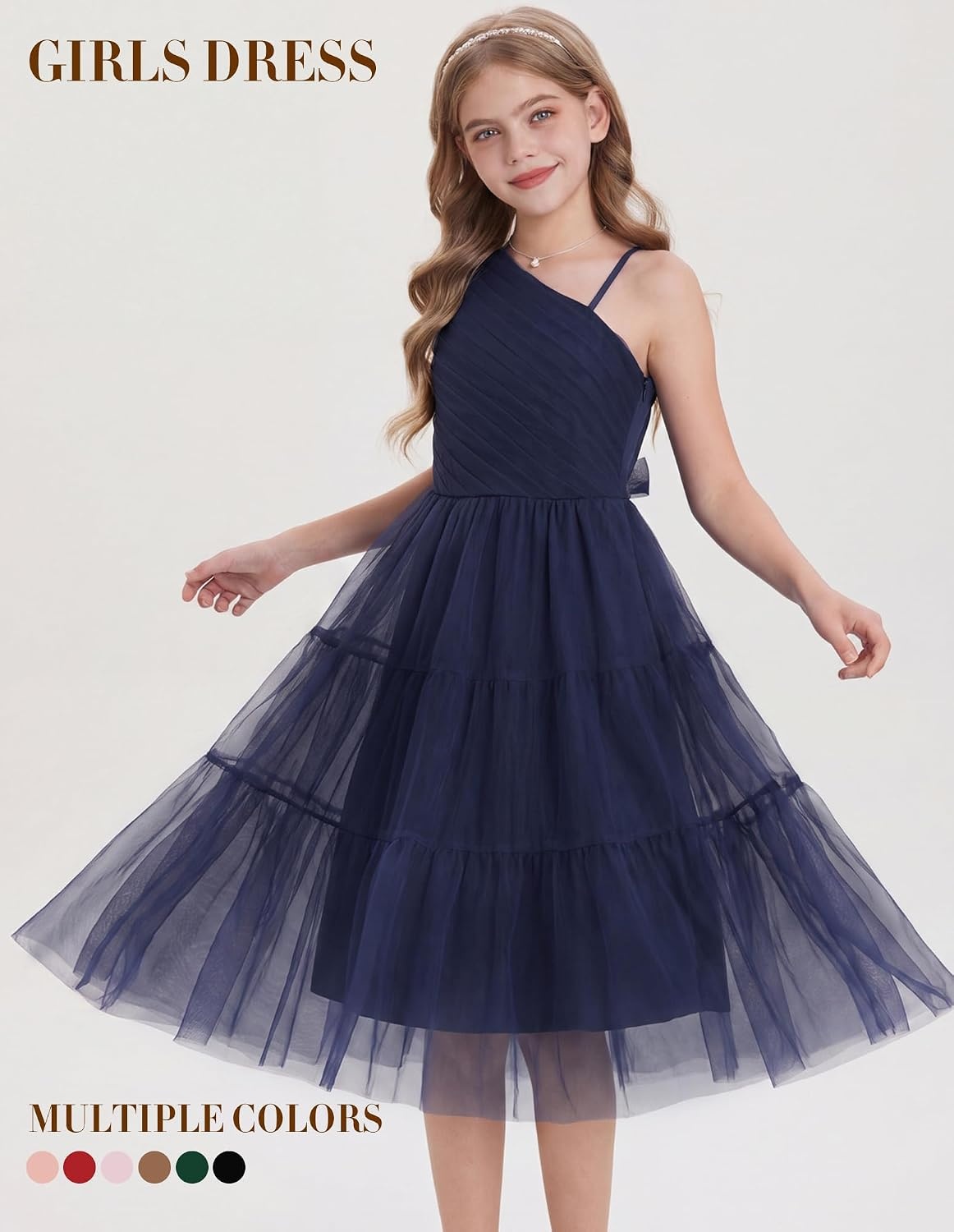 image:imageGRACE KARIN Girls Maxi Flower Christmas Formal Party Tulle Prom Dress 714Navy