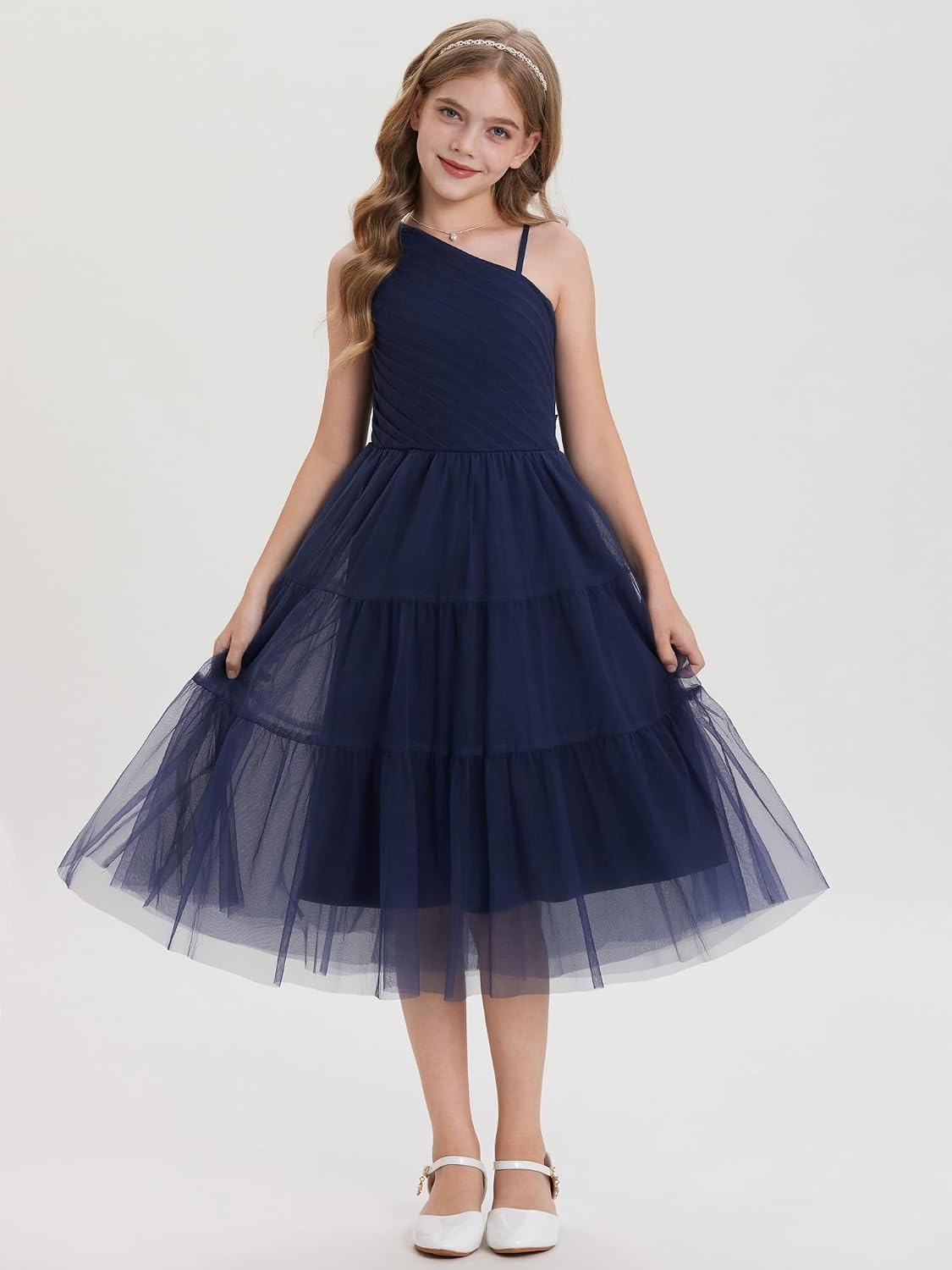 image:imageGRACE KARIN Girls Maxi Flower Christmas Formal Party Tulle Prom Dress 714Navy