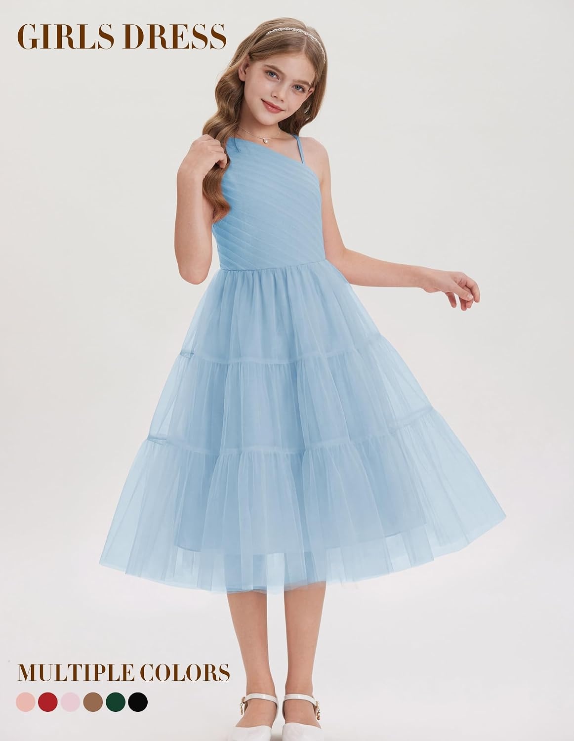 image:imageGRACE KARIN Girls Maxi Flower Christmas Formal Party Tulle Prom Dress 714Pale Blue