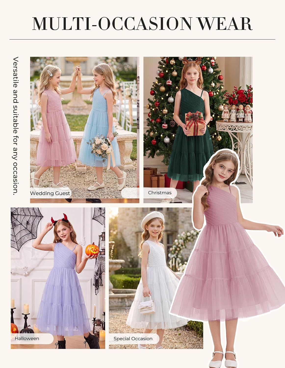 image:imageGRACE KARIN Girls Maxi Flower Christmas Formal Party Tulle Prom Dress 714White