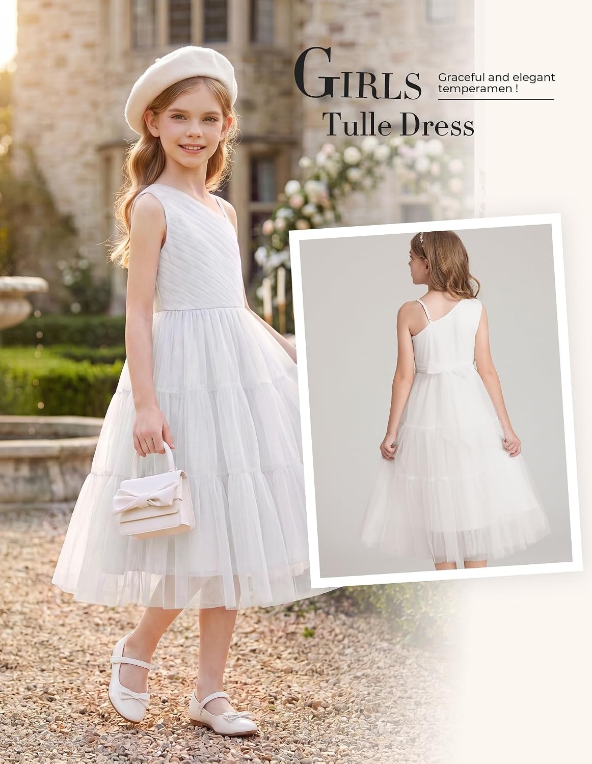 image:imageGRACE KARIN Girls Maxi Flower Christmas Formal Party Tulle Prom Dress 714White