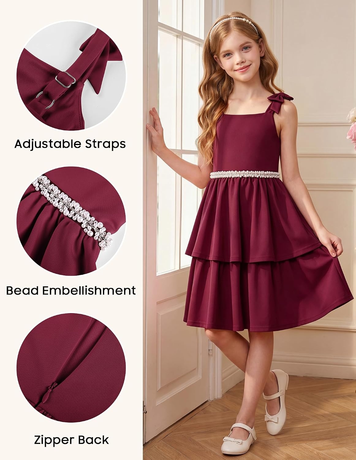 image:imageGRACE KARIN Girls Party Dress Birthday Sparkly Semi Formal Dresses 614YBurgundy