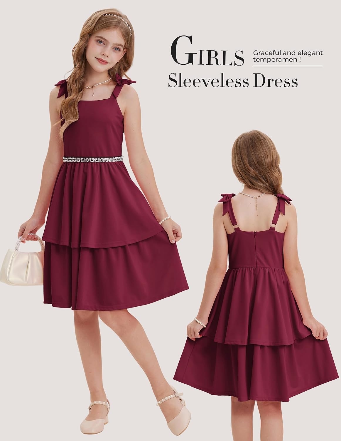 image:imageGRACE KARIN Girls Party Dress Birthday Sparkly Semi Formal Dresses 614YBurgundy