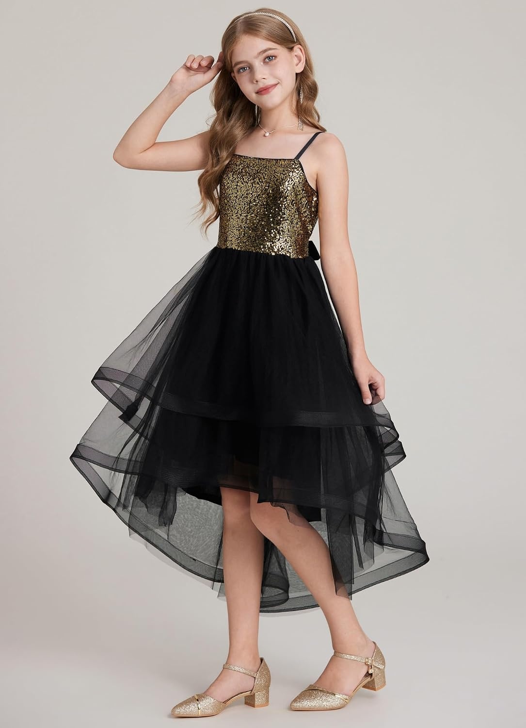 image:imageGRACE KARIN Girls Party Formal Christmas Dance Birthday Sequin Dresses 716Black Gold