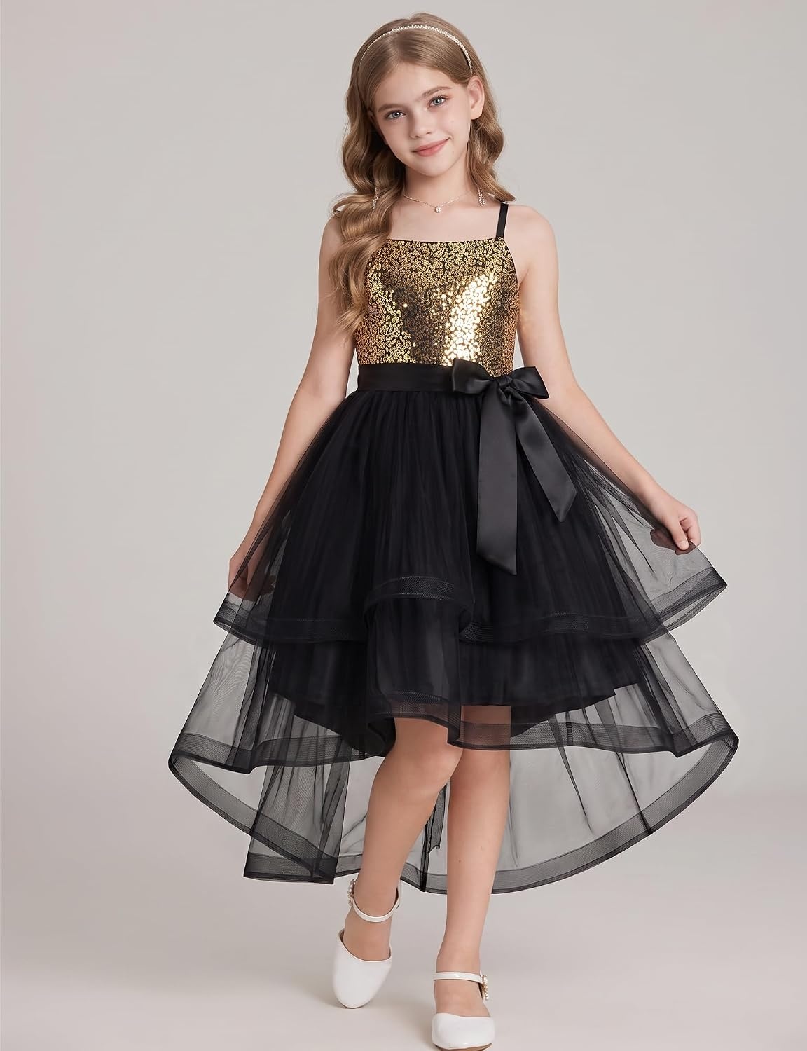 image:imageGRACE KARIN Girls Party Formal Christmas Dance Birthday Sequin Dresses 716Black Gold