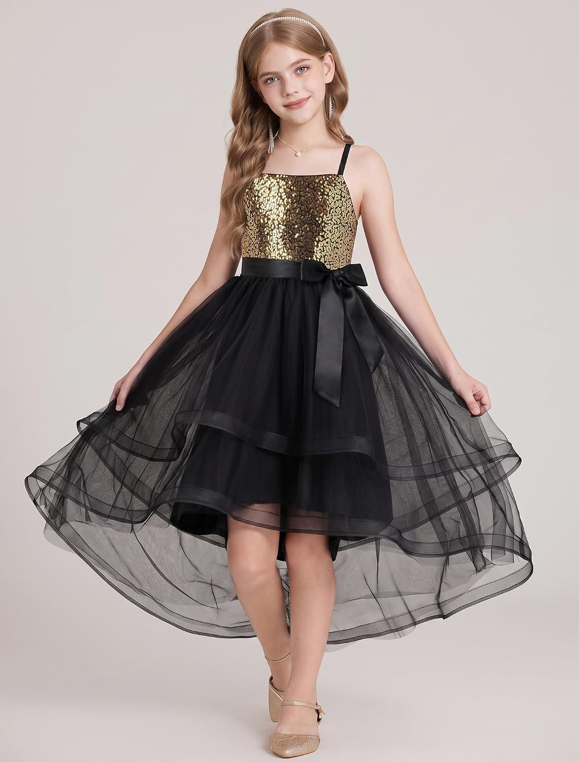 image:imageGRACE KARIN Girls Party Formal Christmas Dance Birthday Sequin Dresses 716Black Gold