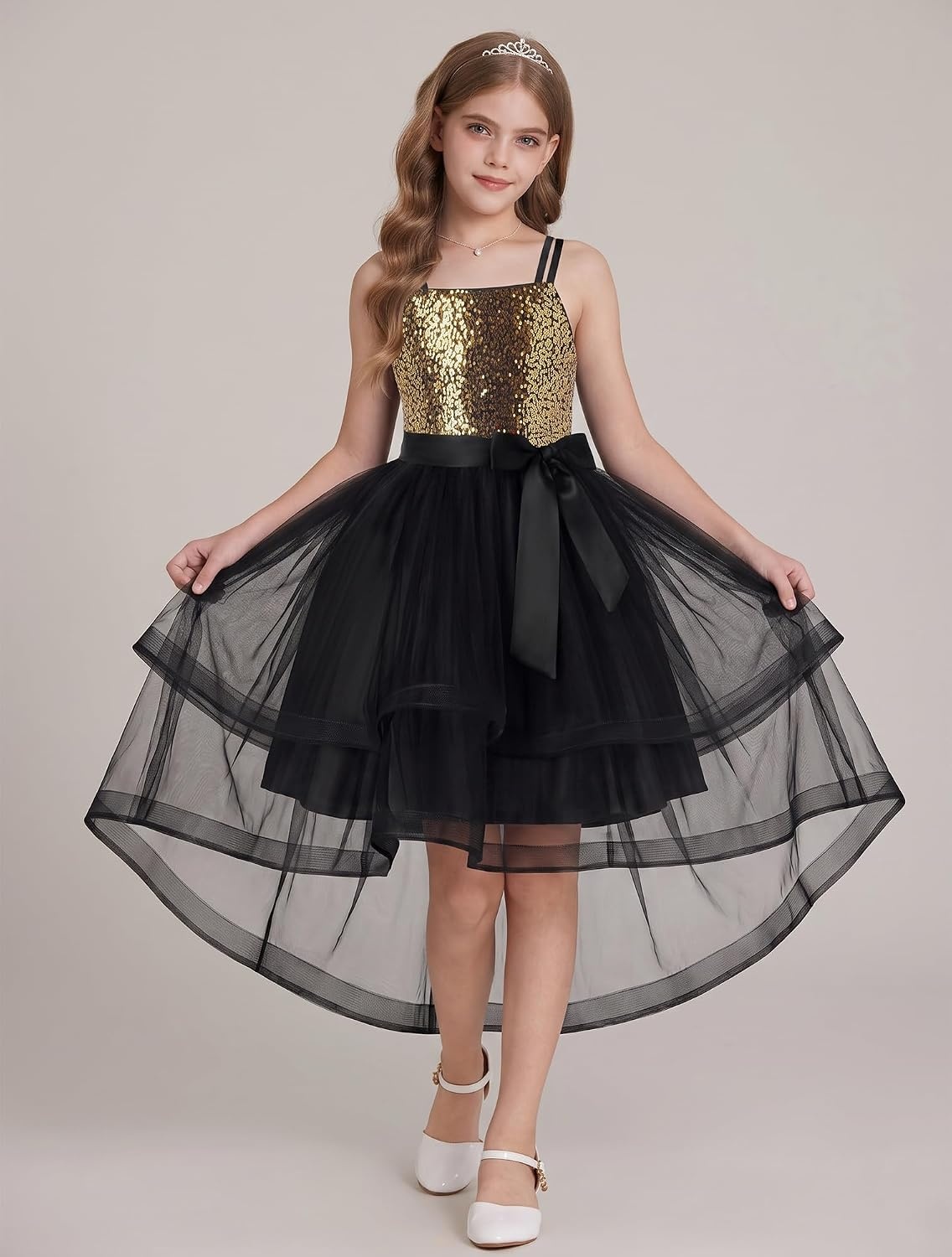 image:imageGRACE KARIN Girls Party Formal Christmas Dance Birthday Sequin Dresses 716Black Gold