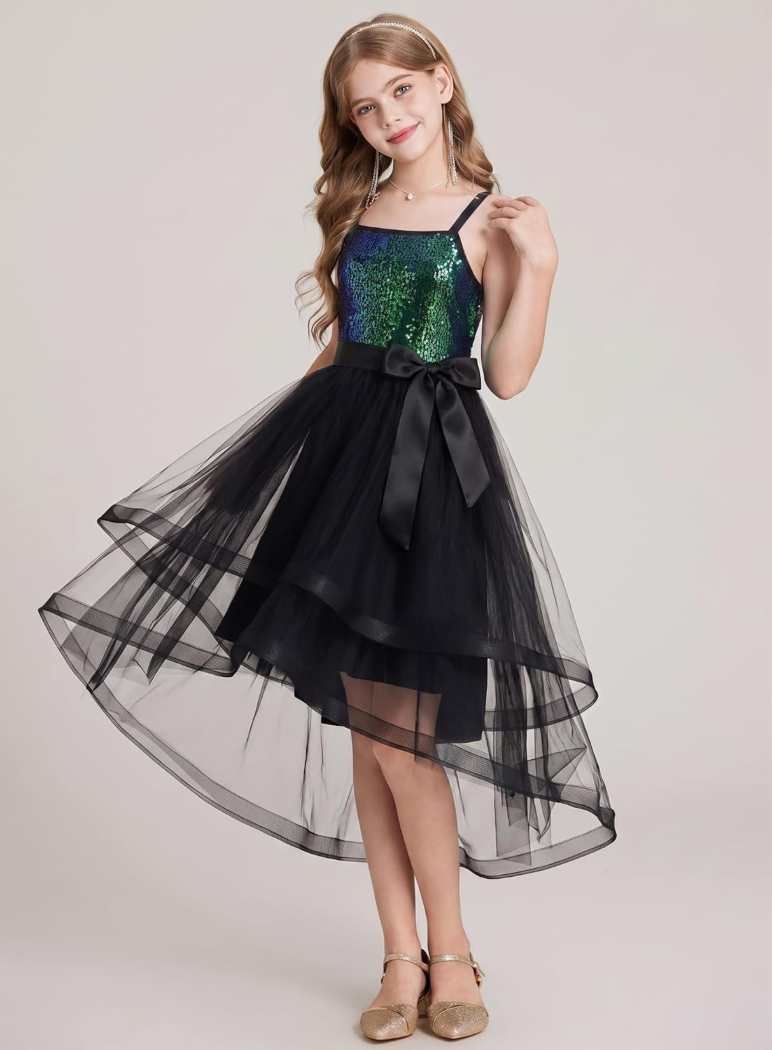 image:imageGRACE KARIN Girls Party Formal Christmas Dance Birthday Sequin Dresses 716Dark Green