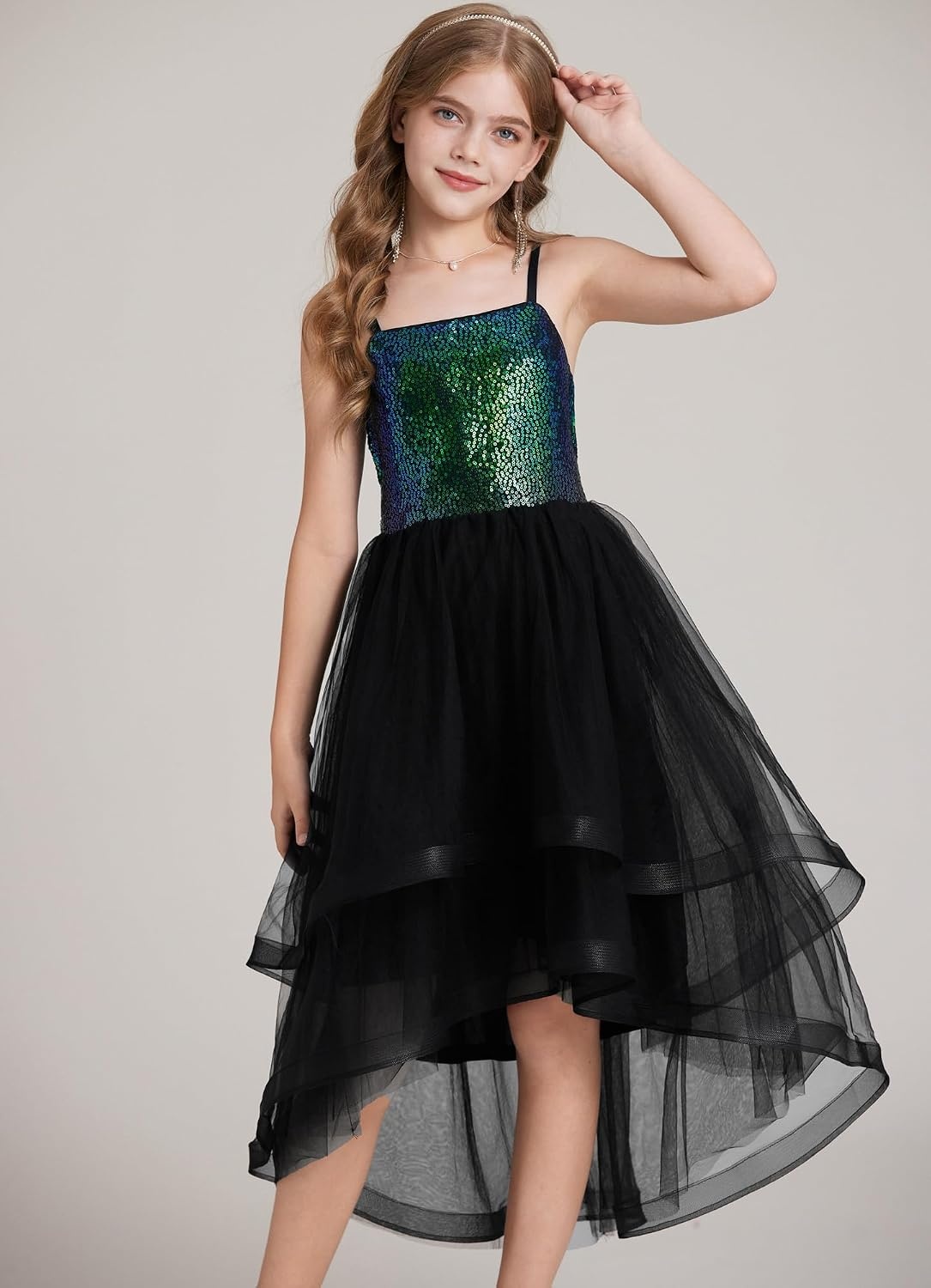 image:imageGRACE KARIN Girls Party Formal Christmas Dance Birthday Sequin Dresses 716Dark Green