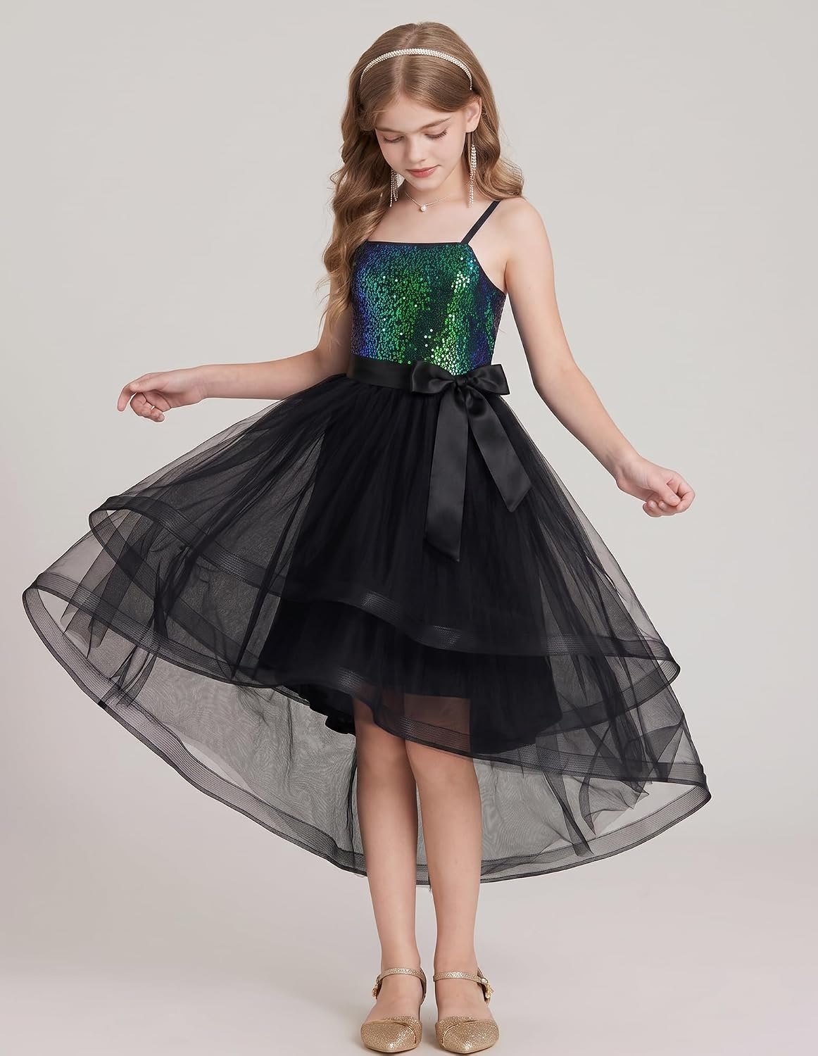 image:imageGRACE KARIN Girls Party Formal Christmas Dance Birthday Sequin Dresses 716Dark Green